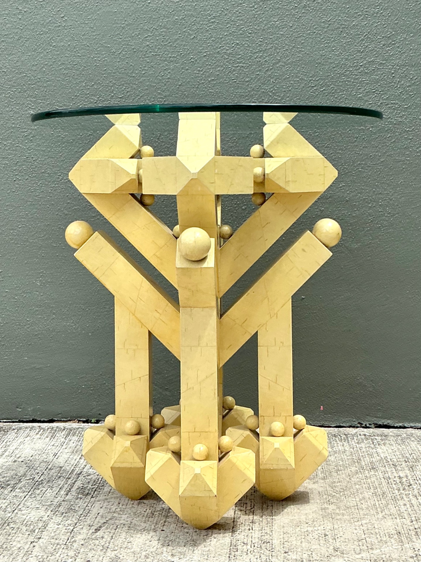 Vintage Postmodern Abstract Wood and Glass Table - Back view
