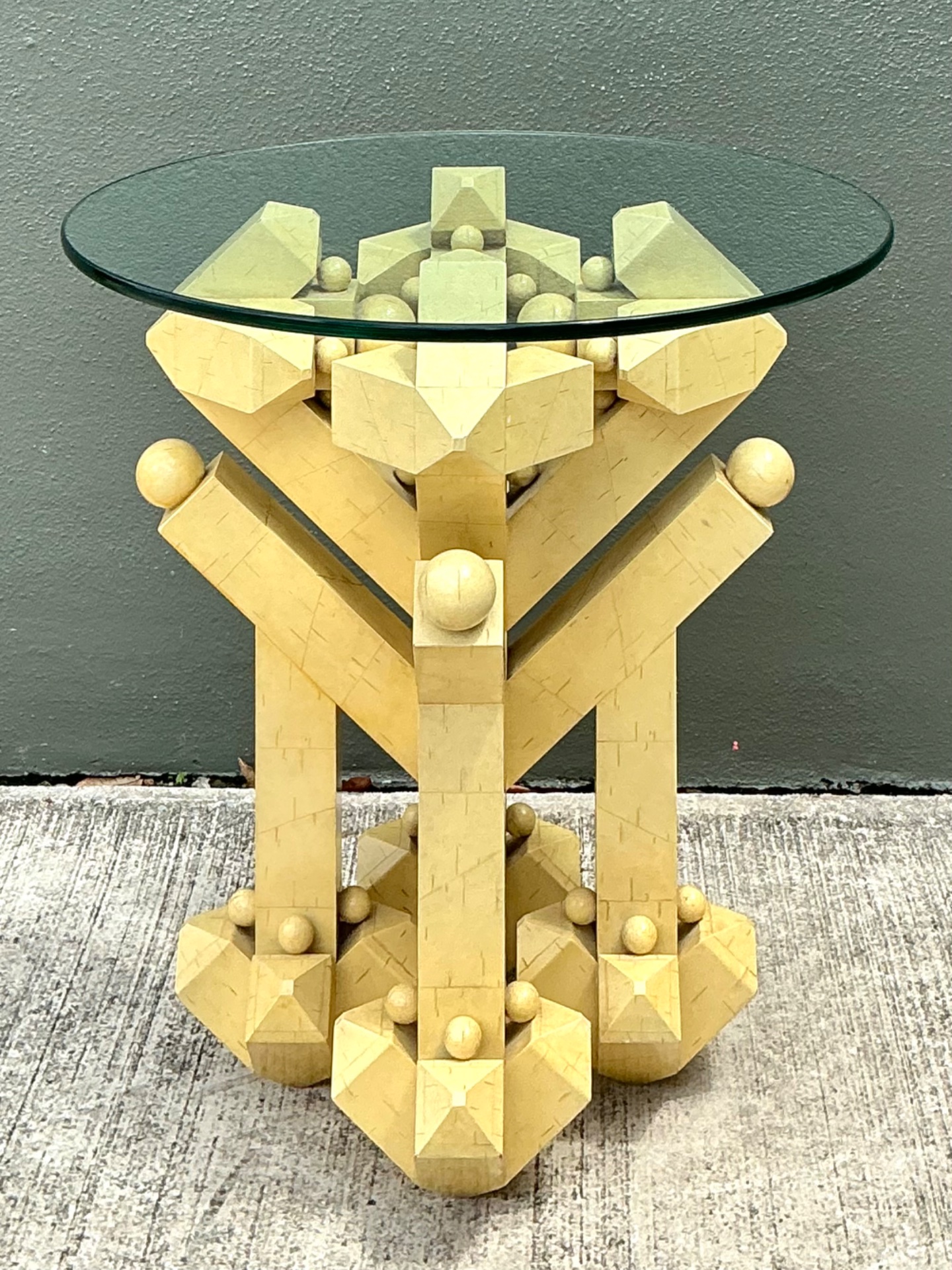 Vintage Postmodern Abstract Wood and Glass Table - Back view