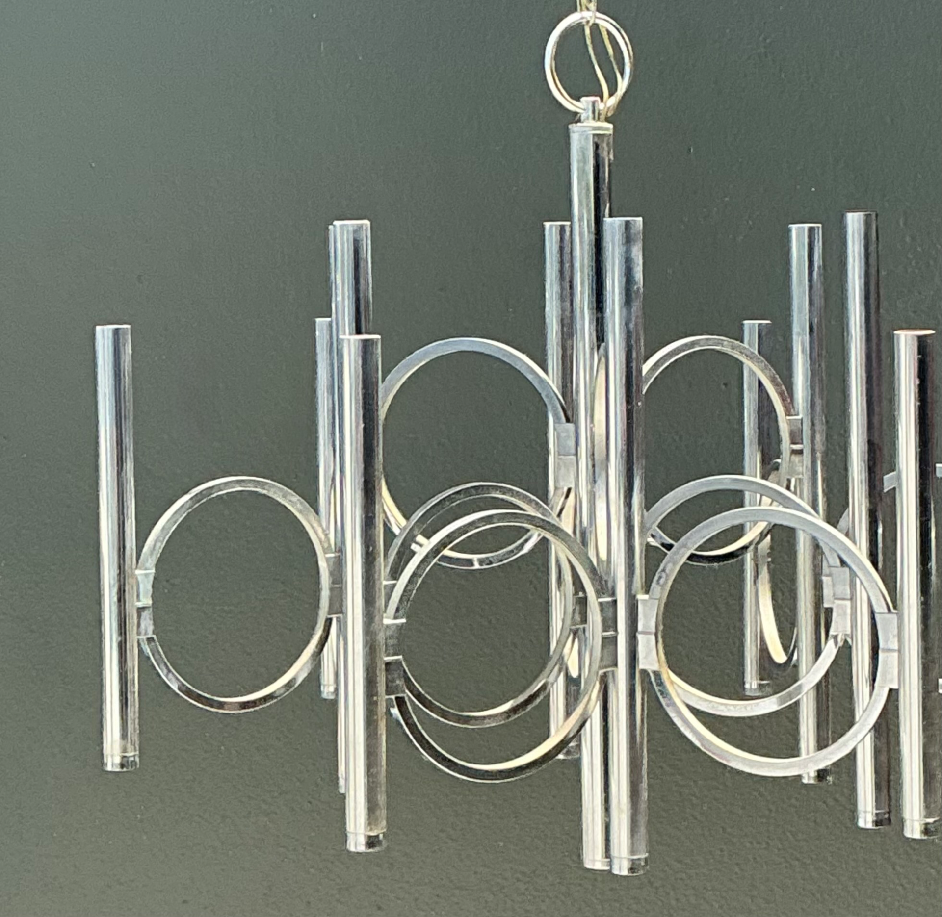 Vintage Scolari For Lightolier Chrome Chandelier - Side view
