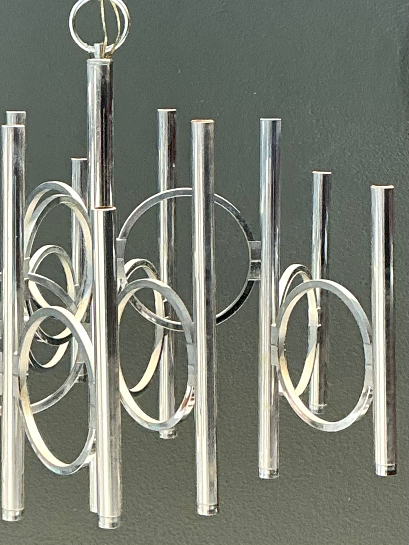 Vintage Scolari For Lightolier Chrome Chandelier - Top view