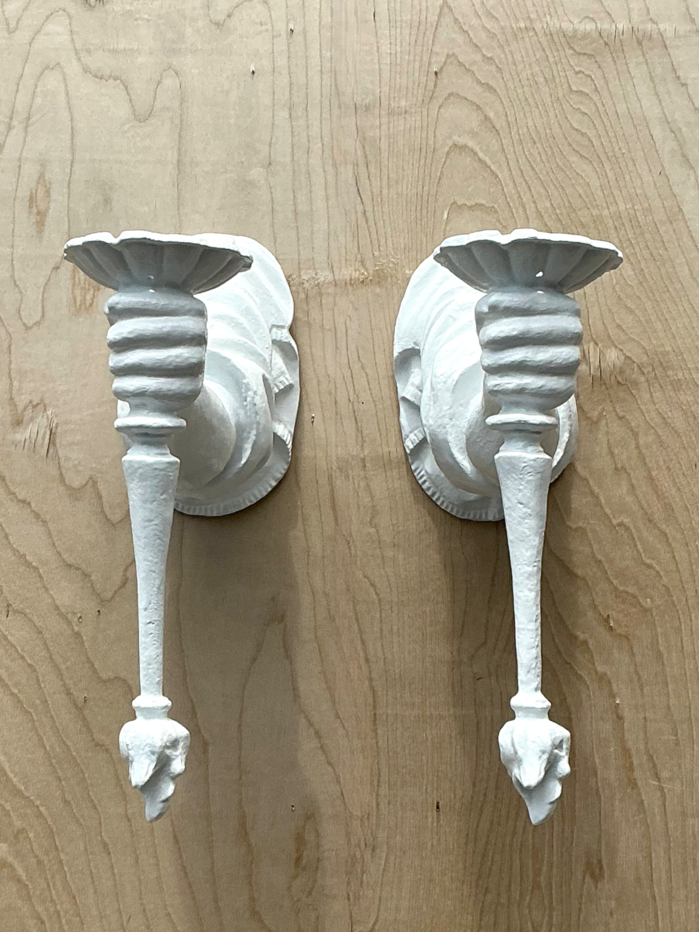 Vintage Plaster Decorative Wall Sconces - Pair - Detail view