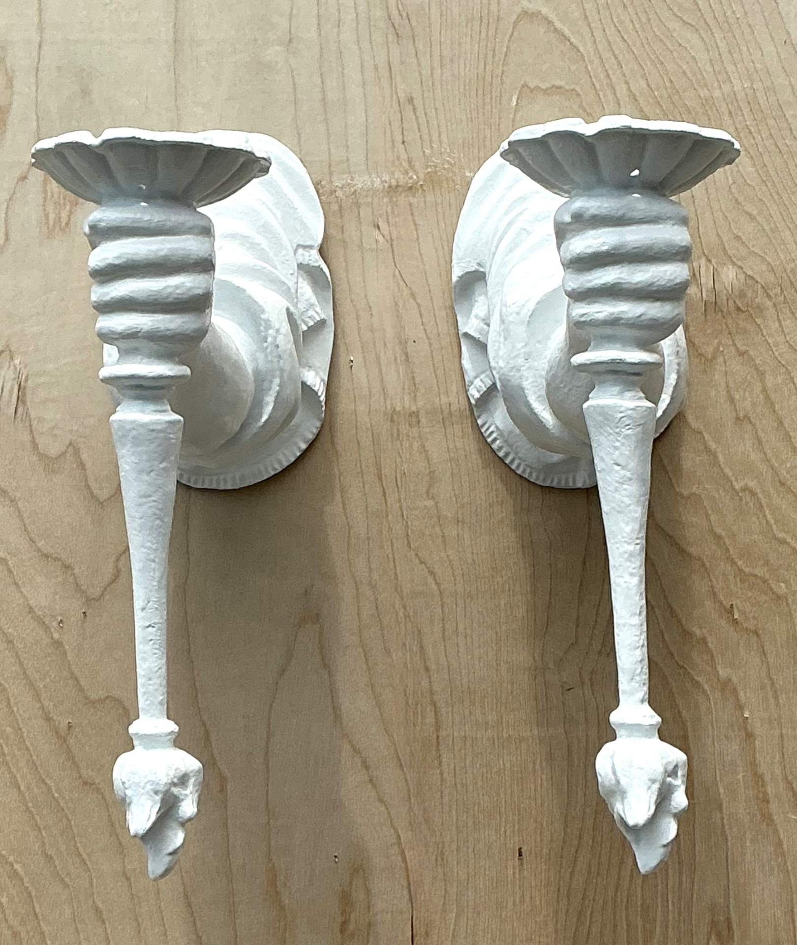 Vintage Plaster Decorative Wall Sconces - Pair - Back view
