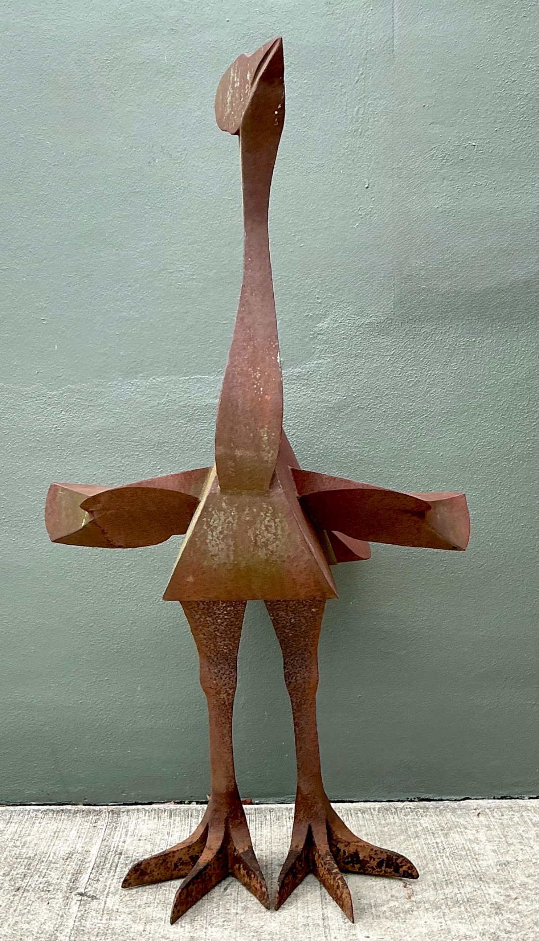 Vintage Monumental Patinated  Metal Ostrich Sculpture - Back view