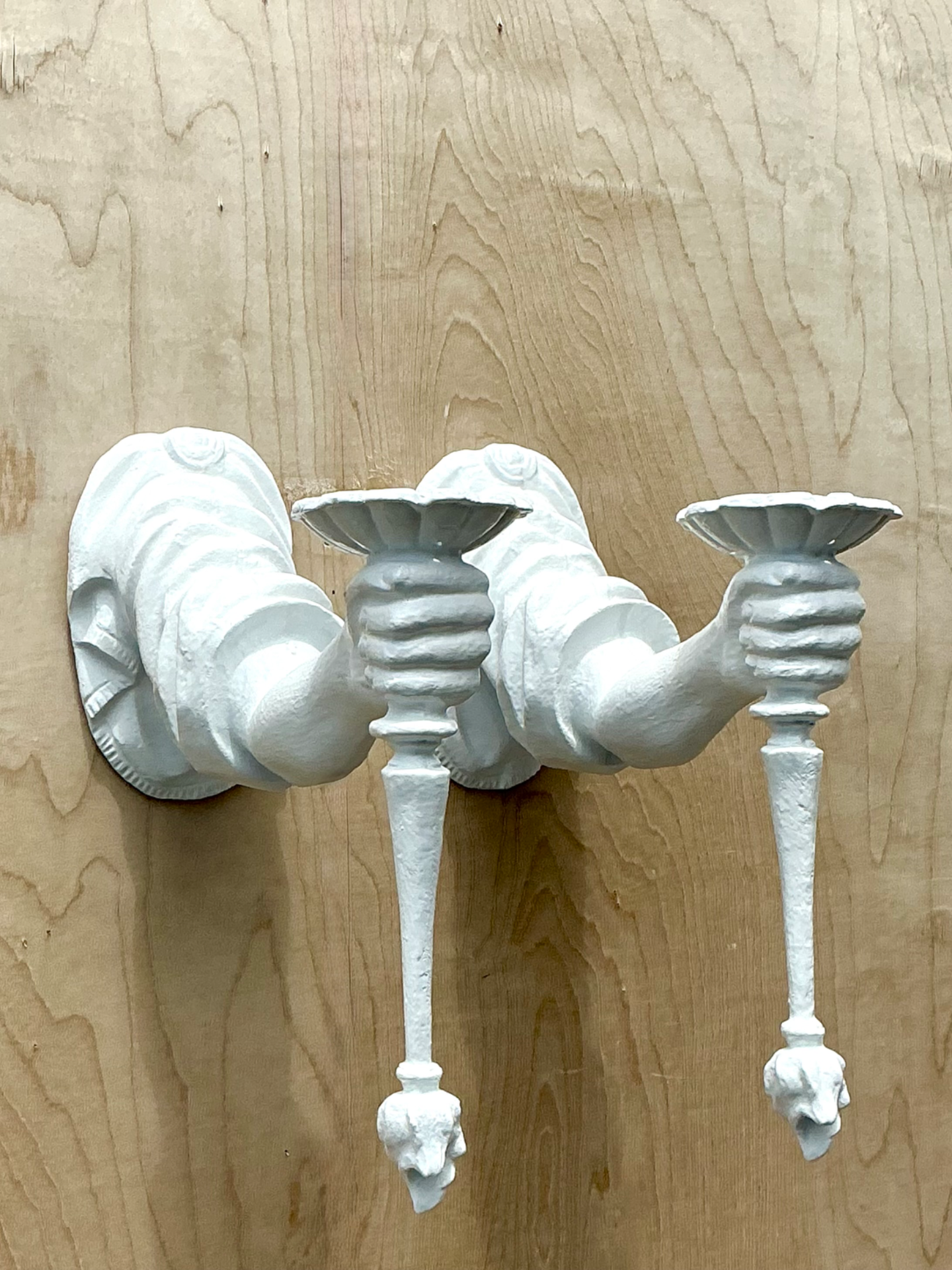 Vintage Plaster Decorative Wall Sconces - Pair - Side view