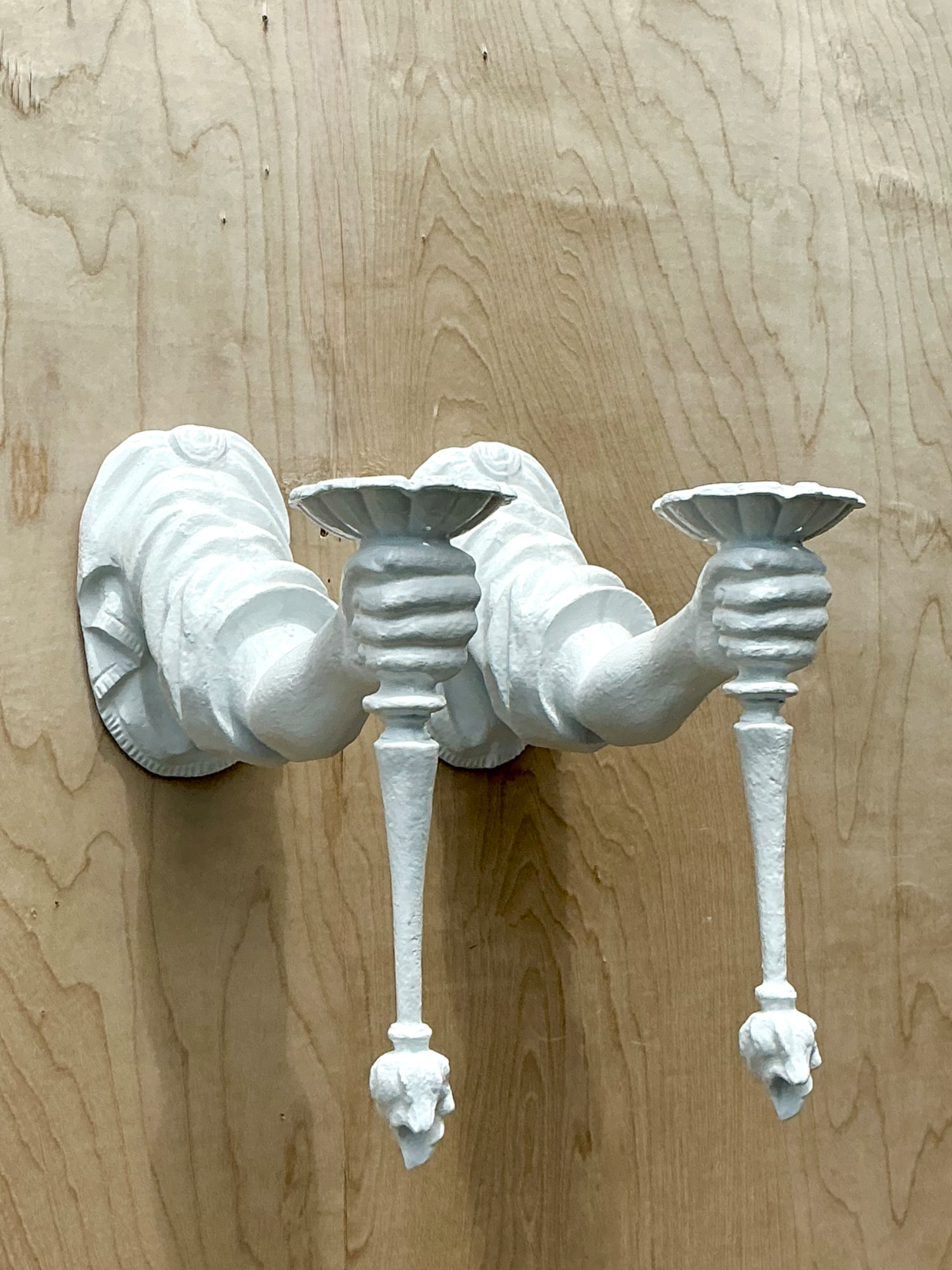 Vintage Plaster Decorative Wall Sconces - Pair - Top view