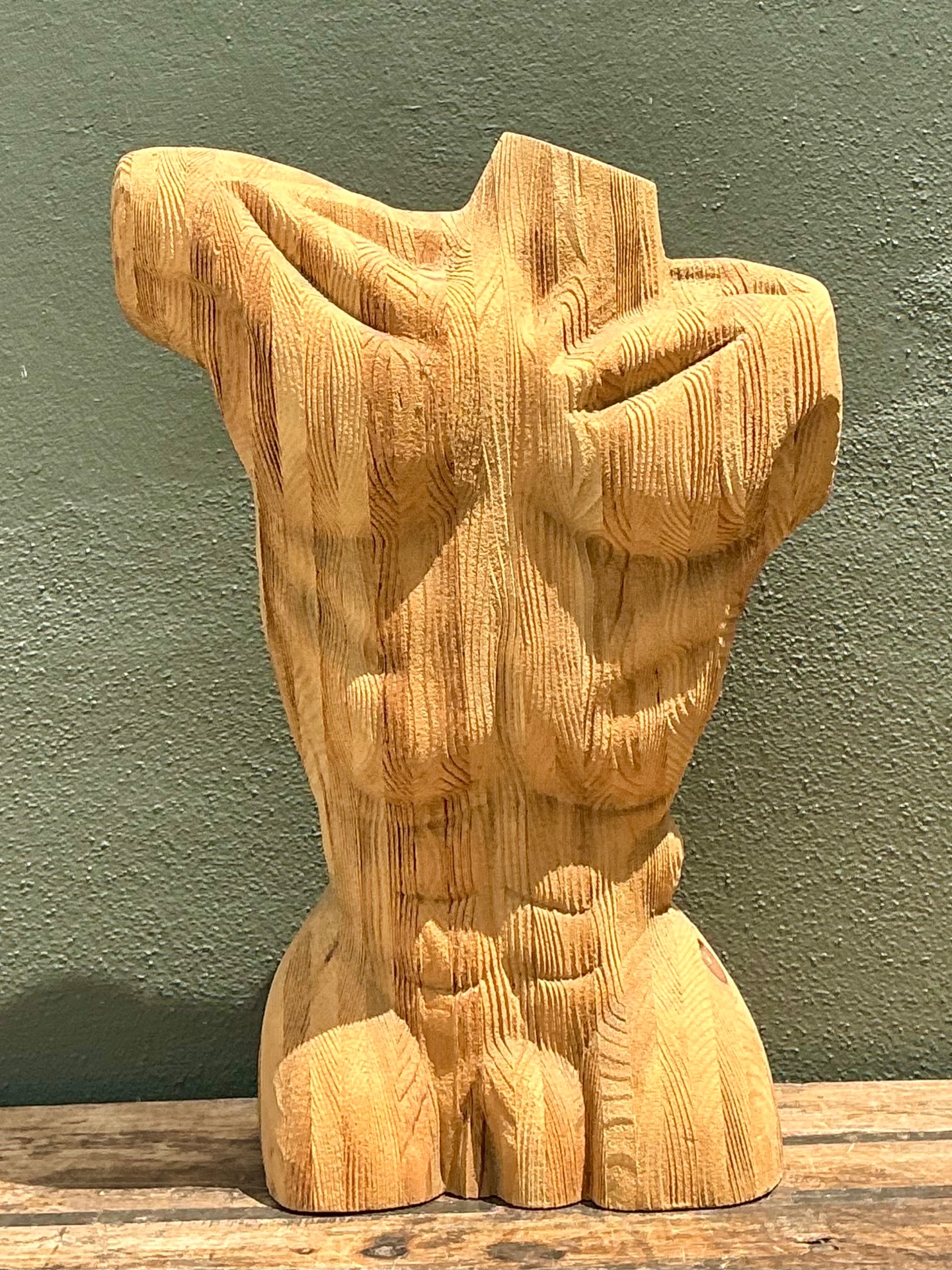 Vintage Abstract Carved Wood Torso - Top view