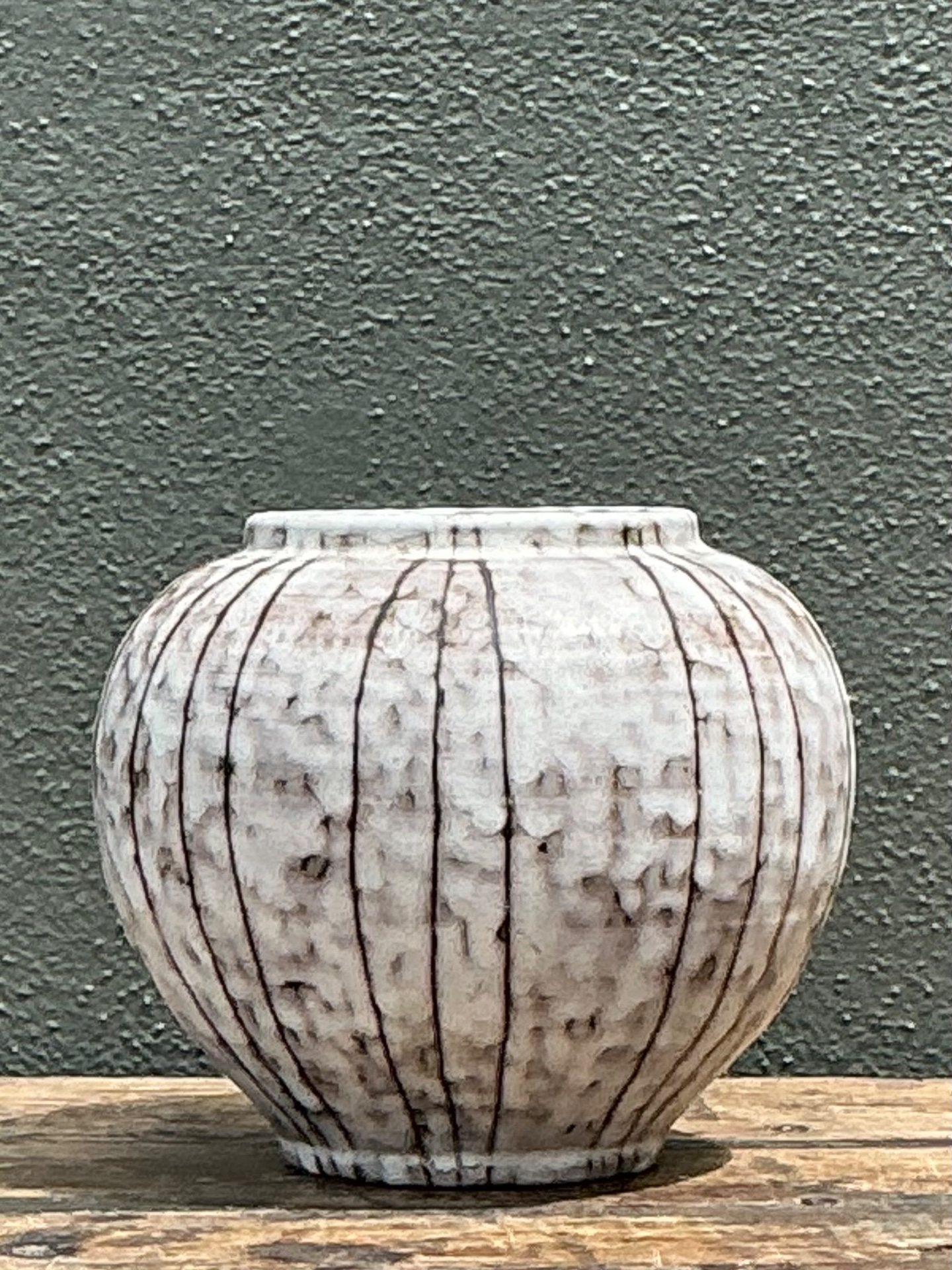 Vintage Striped Ceramic Vase - Detail view