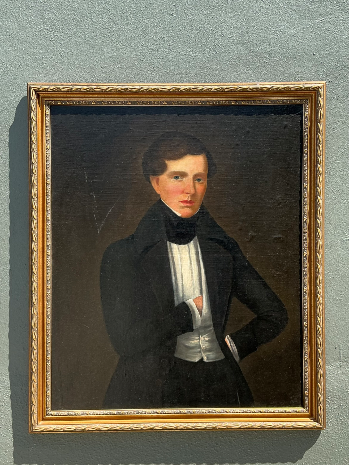 Vintage Framed Classical Gentleman Portrait - Detail view
