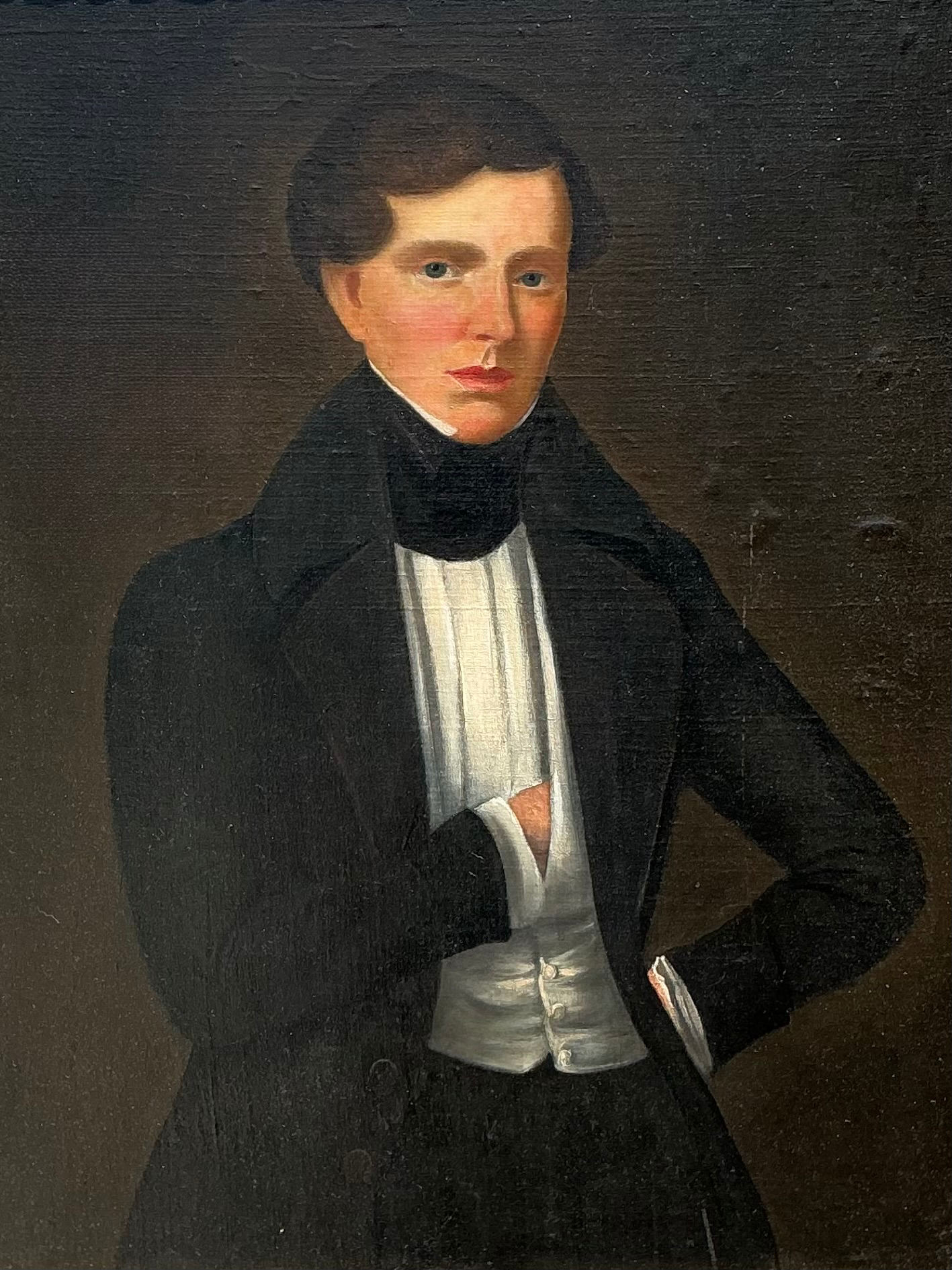 Vintage Framed Classical Gentleman Portrait - Back view