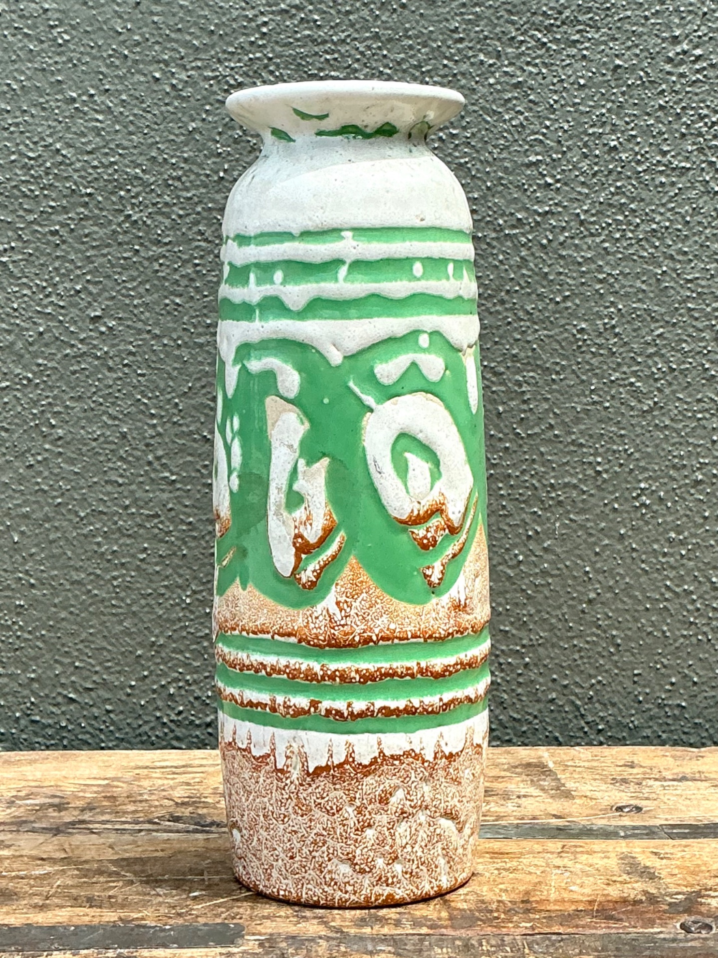 Vintage Hungarian Textured Ceramic Vase - Back view