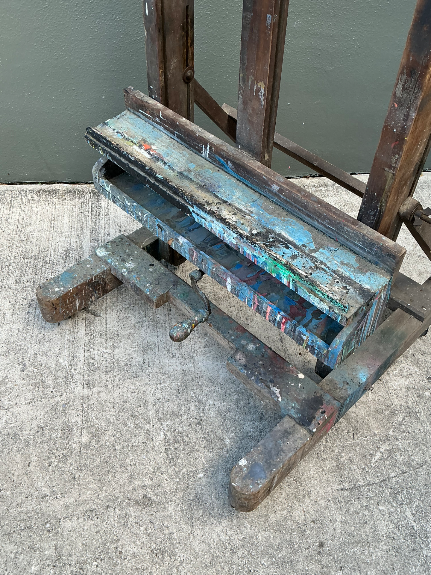 Vintage Rustic Wood Artist Easel - Top view
