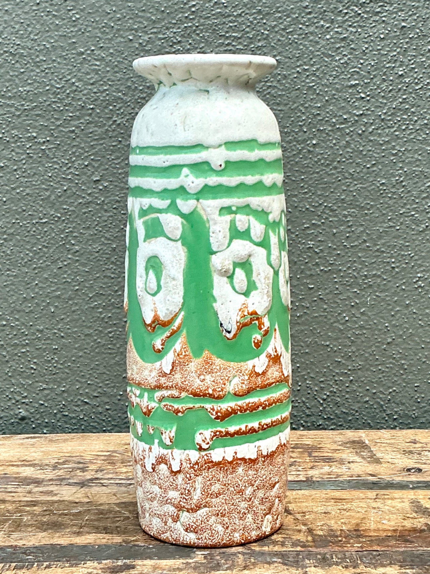 Vintage Hungarian Textured Ceramic Vase - Top view