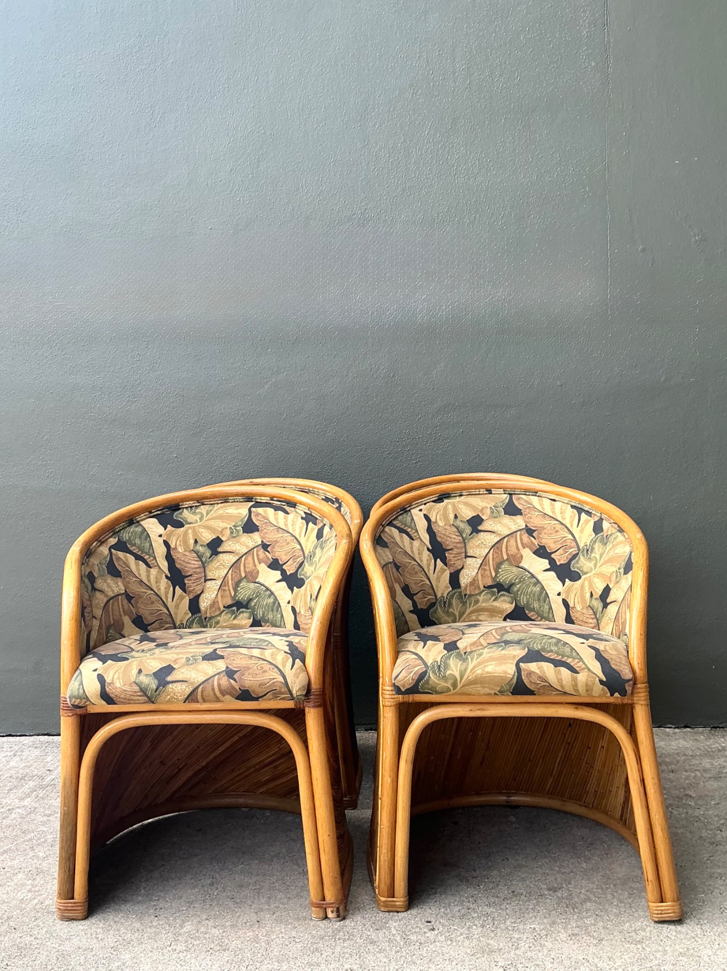 Vintage Pencil Reed Sunburst Dining Chairs - Top view