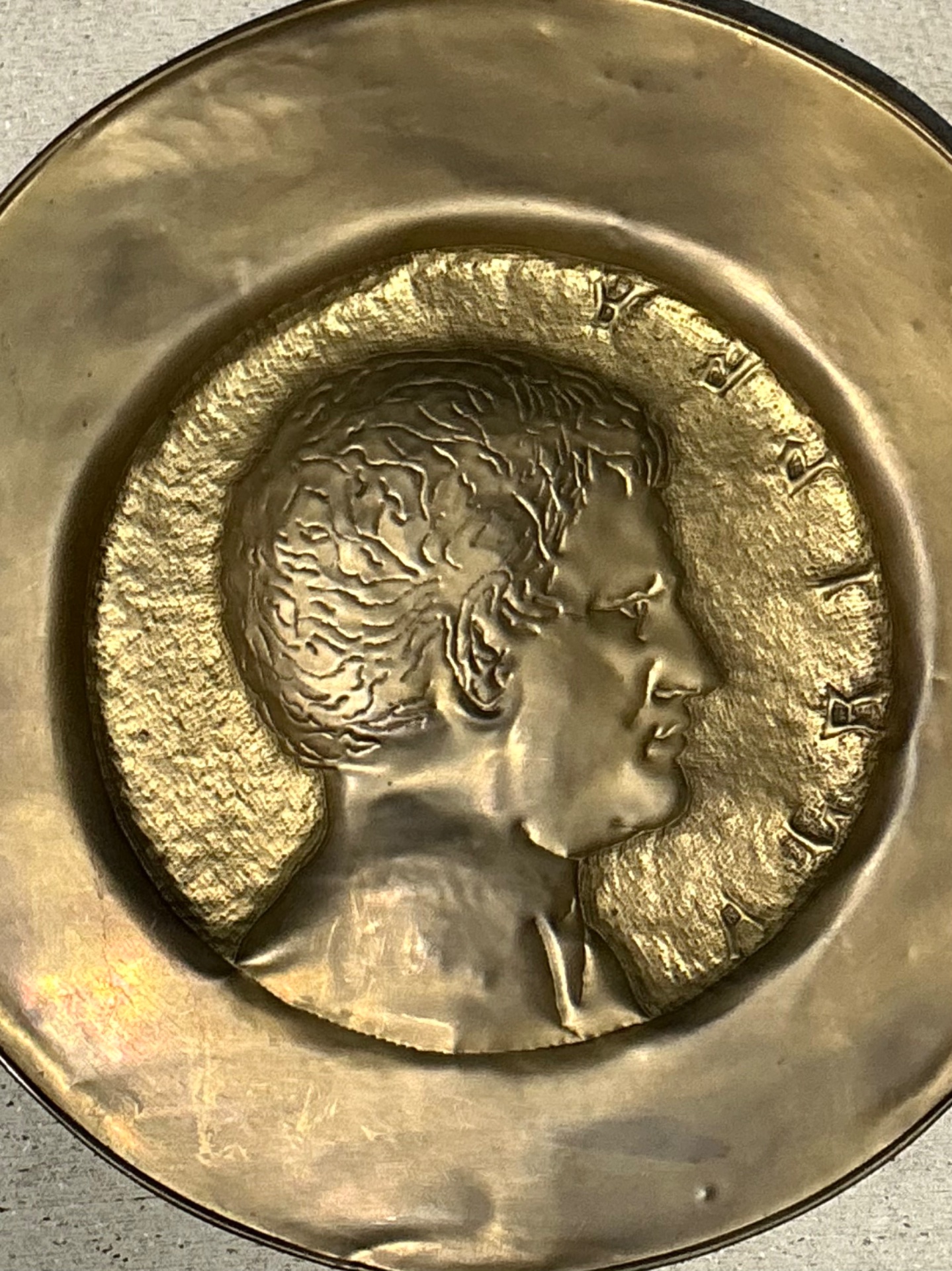 Vintage Bronze Relief Medallion - Top view