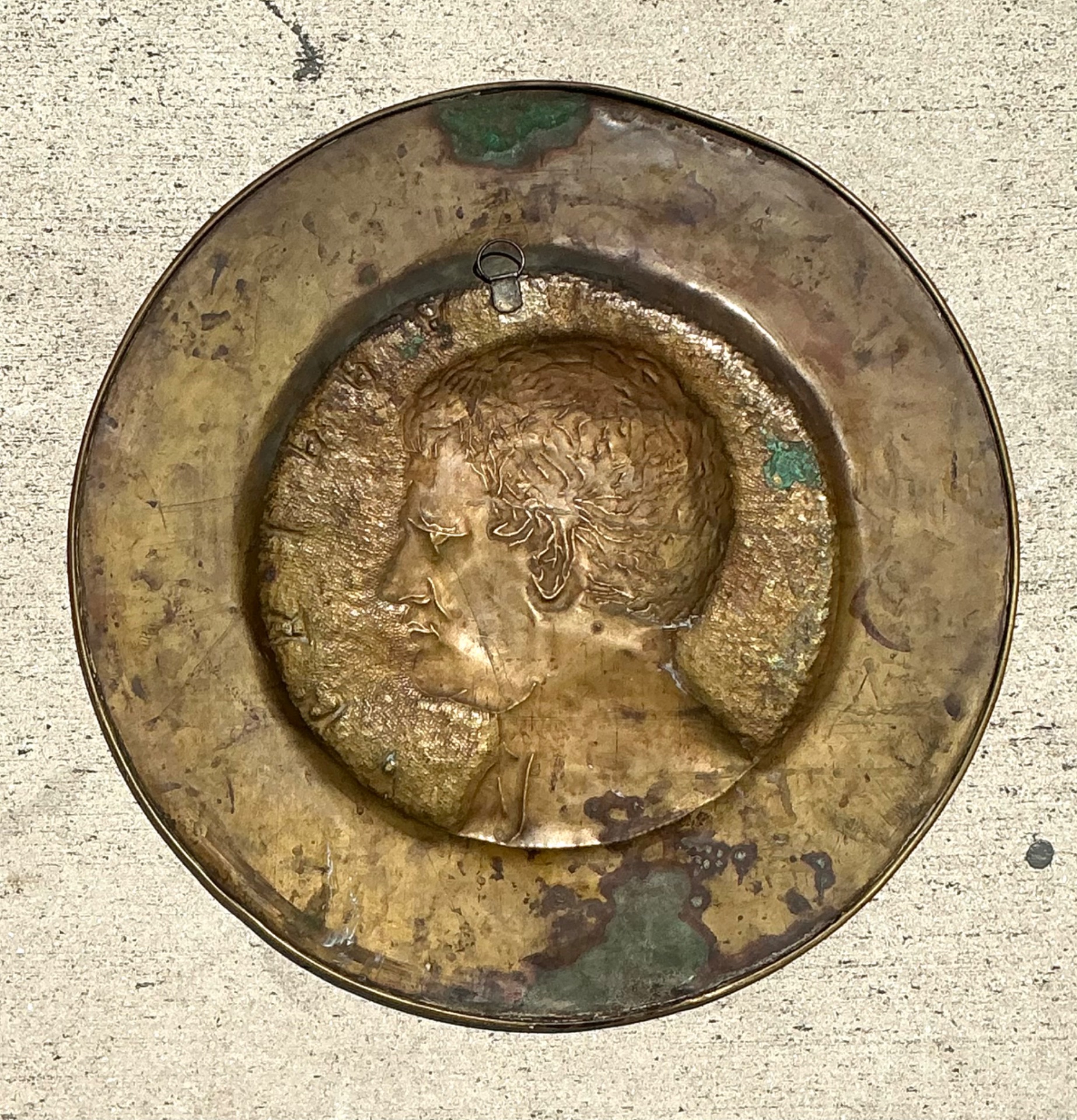 Vintage Bronze Relief Medallion - Side view