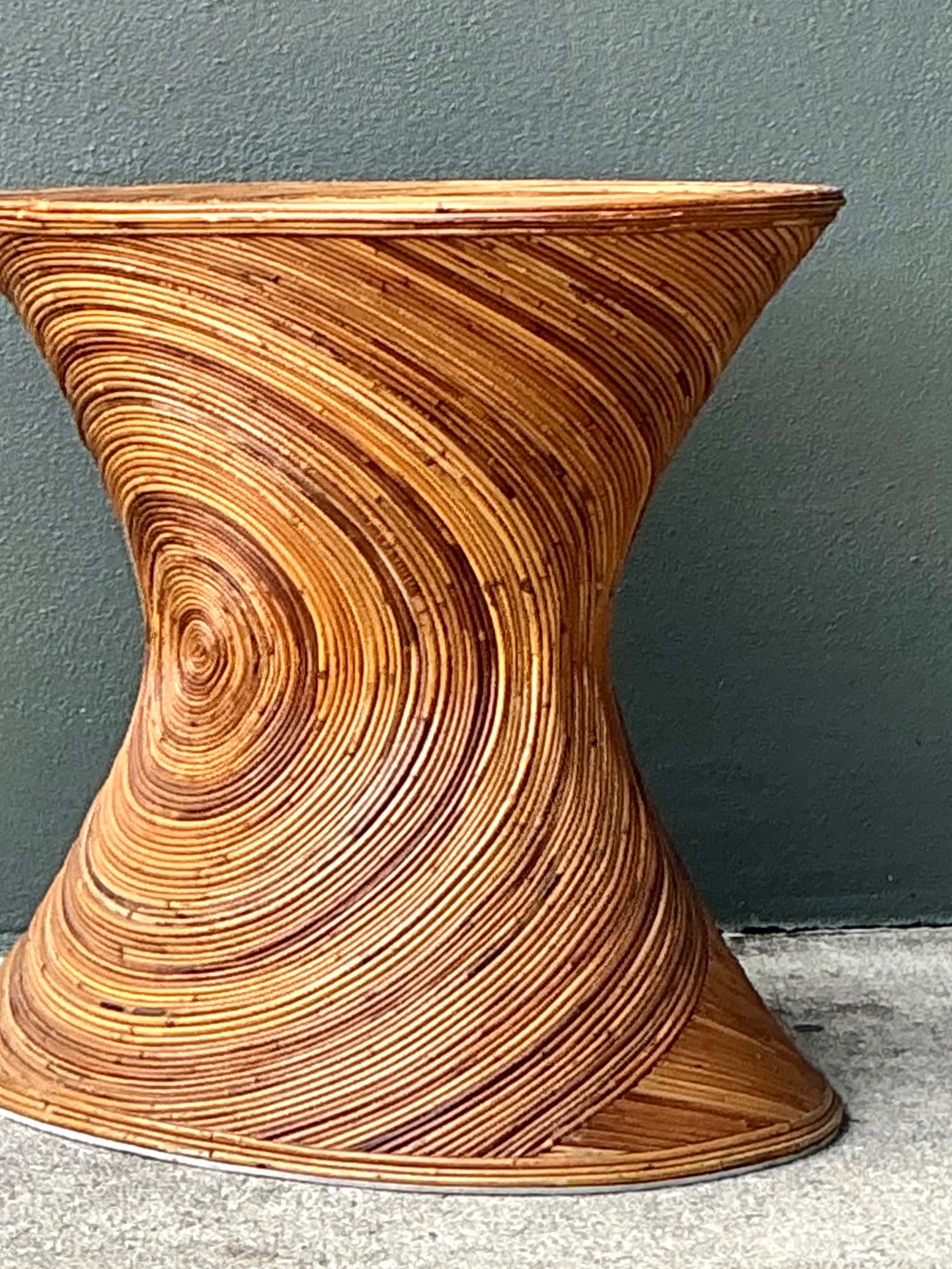 Vintage Pencil Reed Sunburst Dining Table Pedestal - Side view
