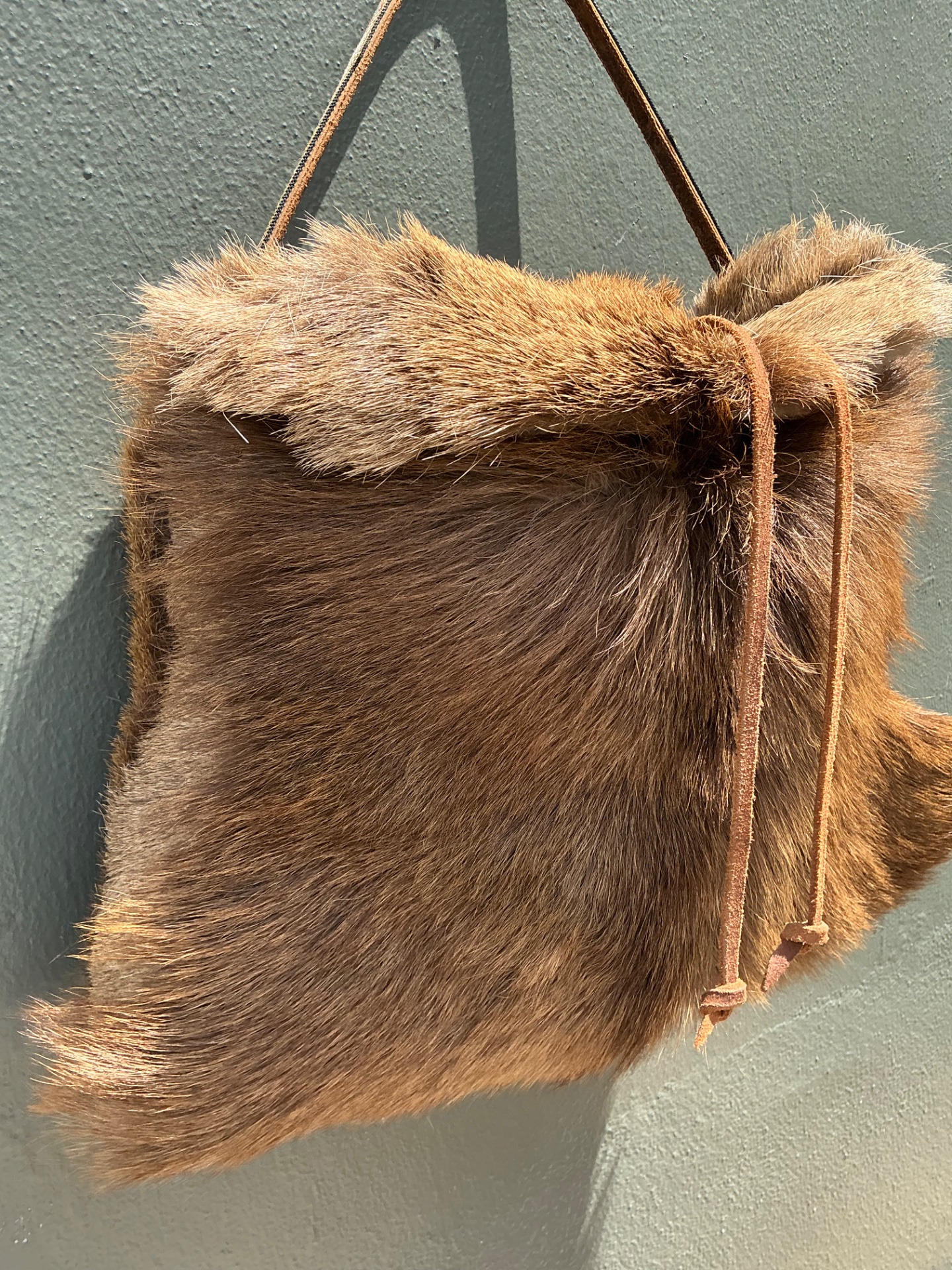Vintage Elk Fur and Leather Bag - Back view