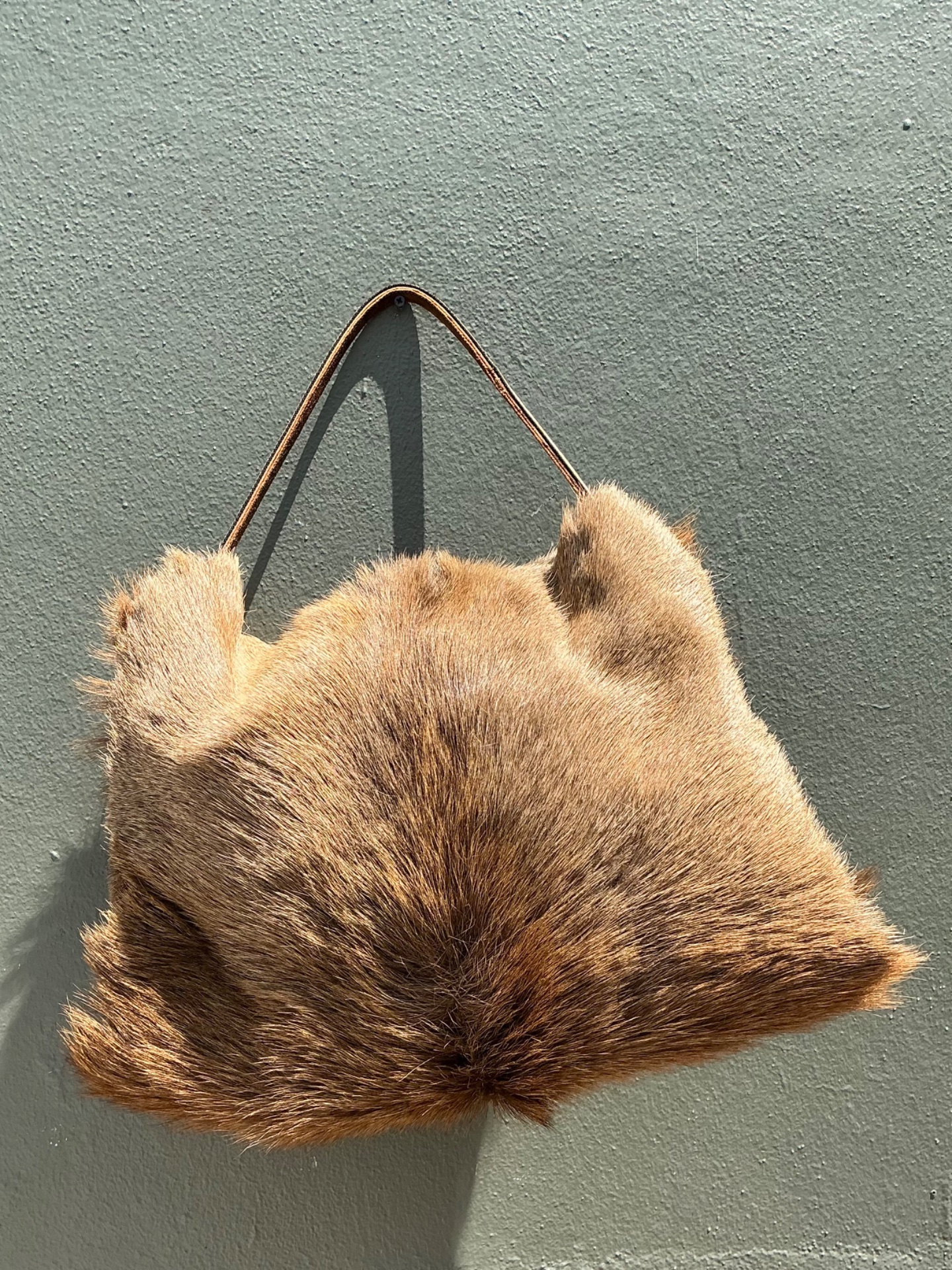 Vintage Elk Fur and Leather Bag - Top view
