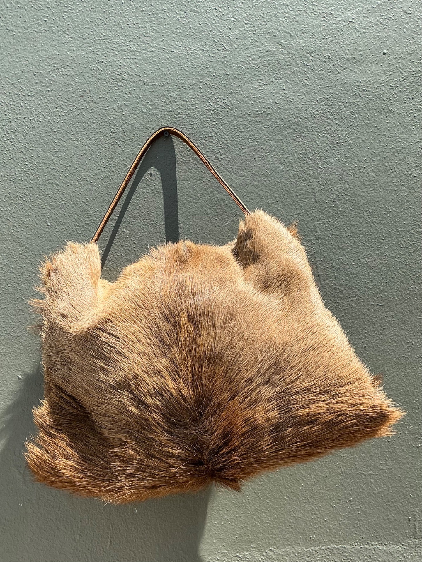 Vintage Elk Fur and Leather Bag - Side view