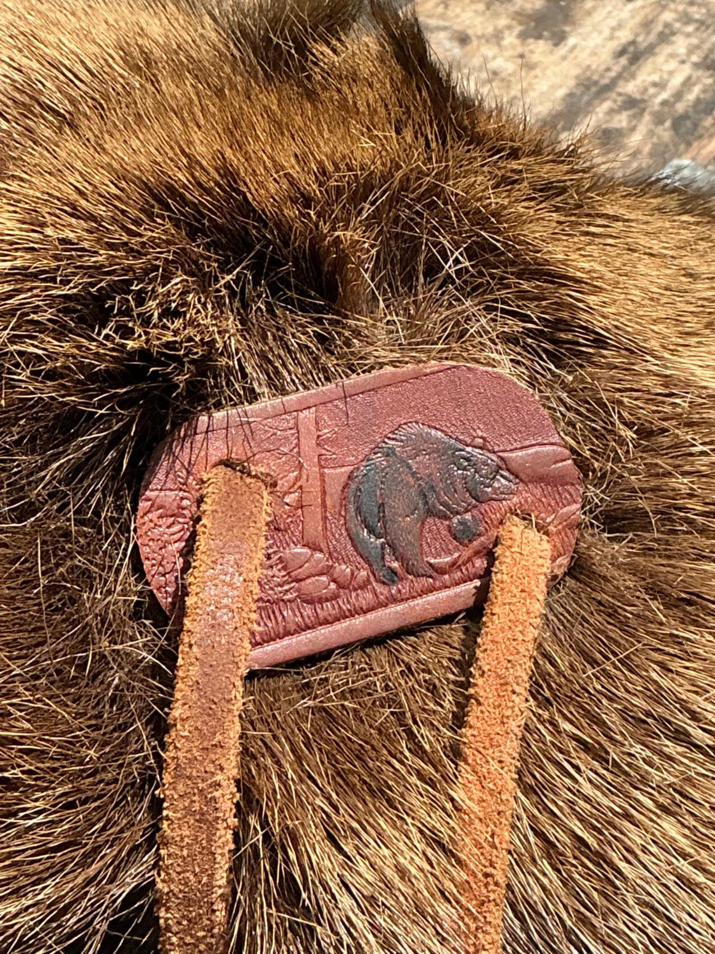 Vintage Elk Fur and Leather Bag - Top view
