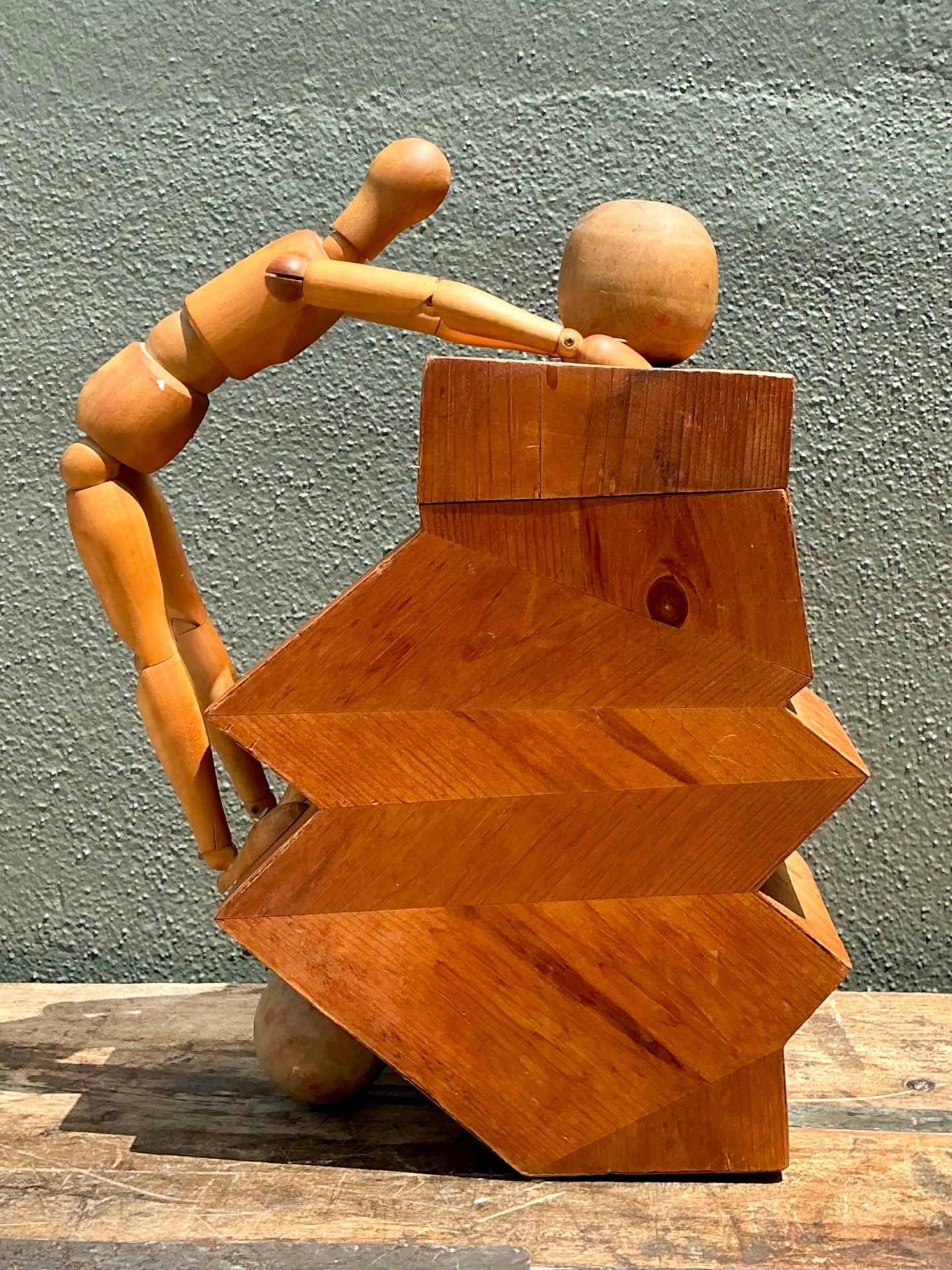 Vintage Wood Abstract Form Sculpture - Back view