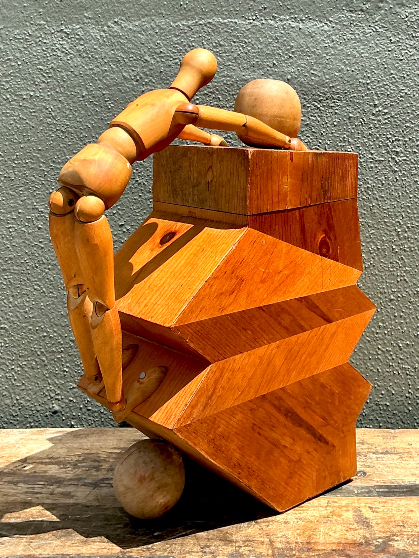 Vintage Wood Abstract Form Sculpture - Detail view