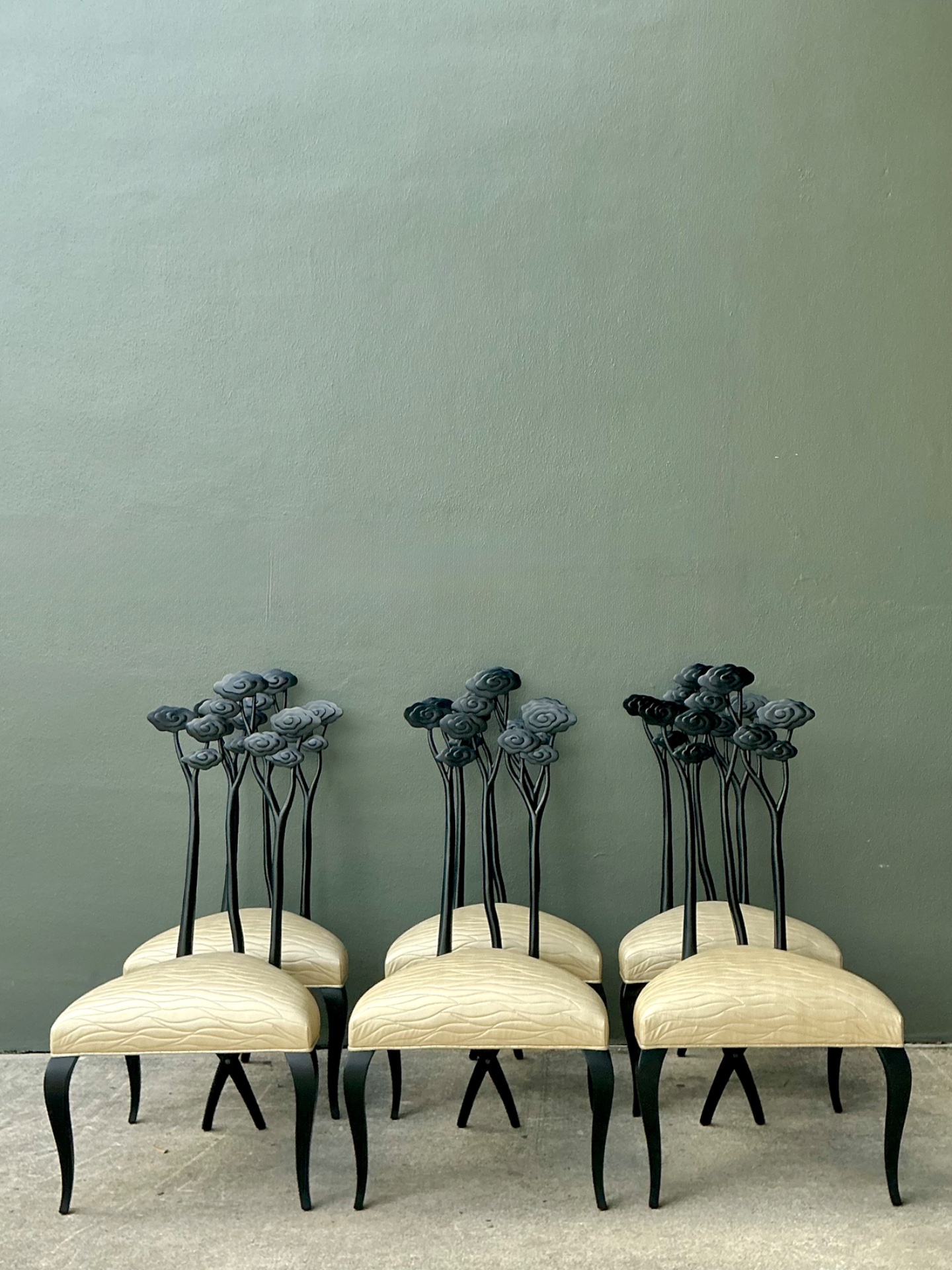 Vintage Christopher Guy Art Nouveau Style Dining Chairs - Set of 6 - Back view