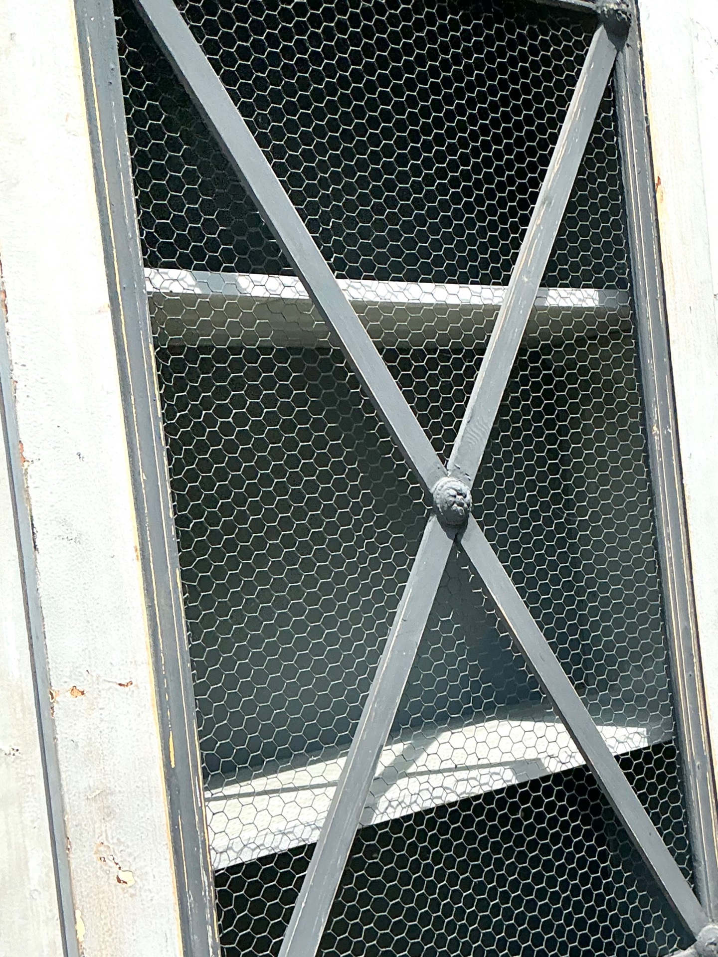 Vintage French Distressed Metal and Wood Cabinet - Side view