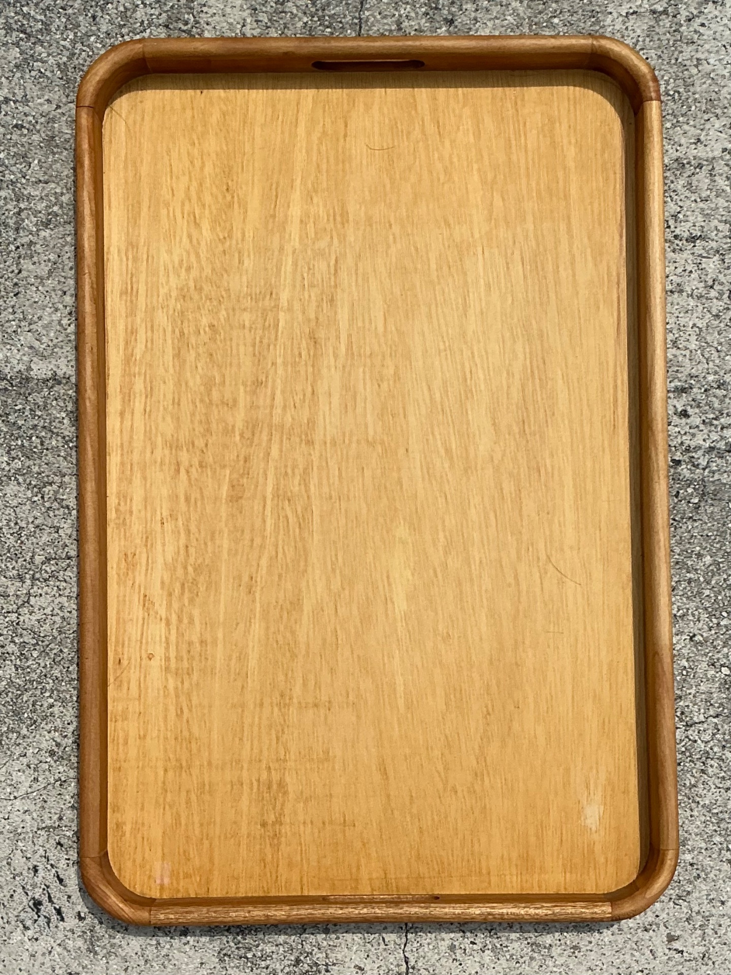 Vintage Postmodern XL Rectangular Wood Tray - Side view
