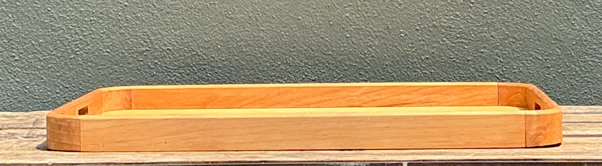 Vintage Postmodern XL Rectangular Wood Tray - Back view