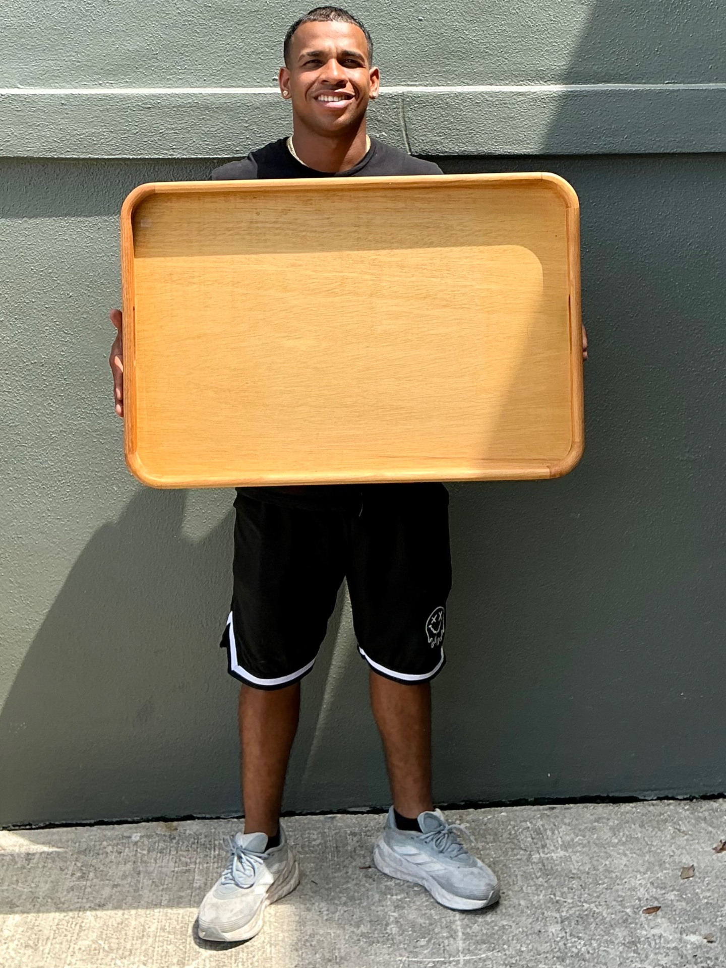 Vintage Postmodern XL Rectangular Wood Tray - Top view