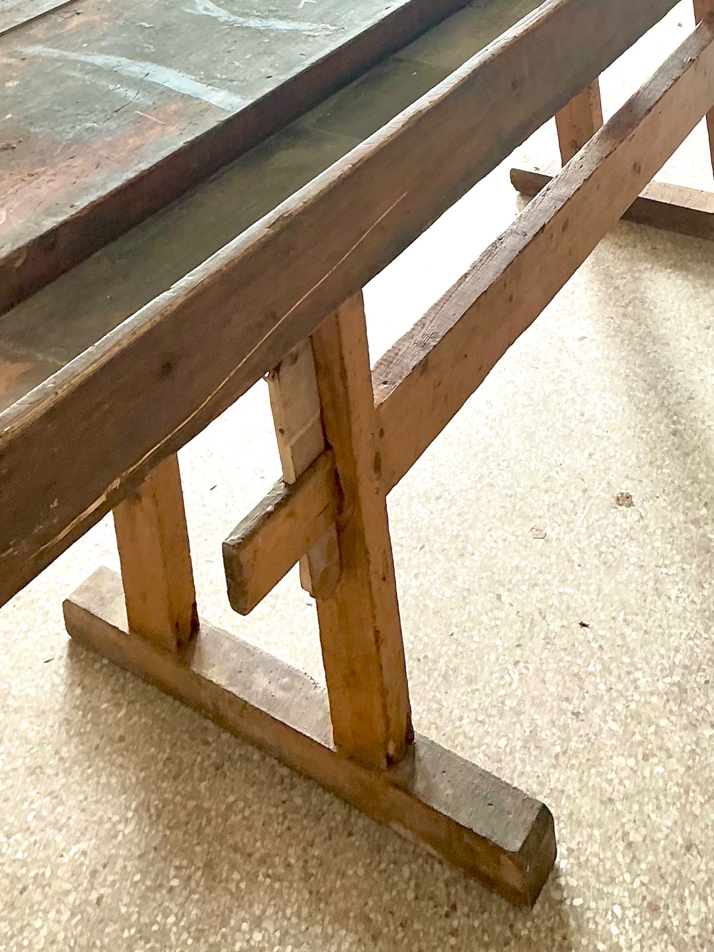 Vintage Rustic Wooden Workbench - Detail view