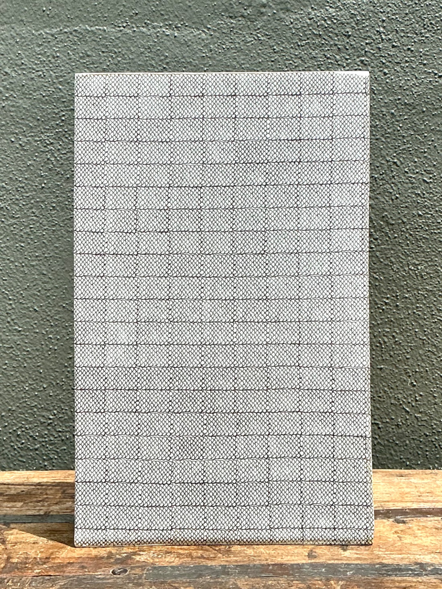 Vintage Grid Pattern Ceramic Vase - Back view