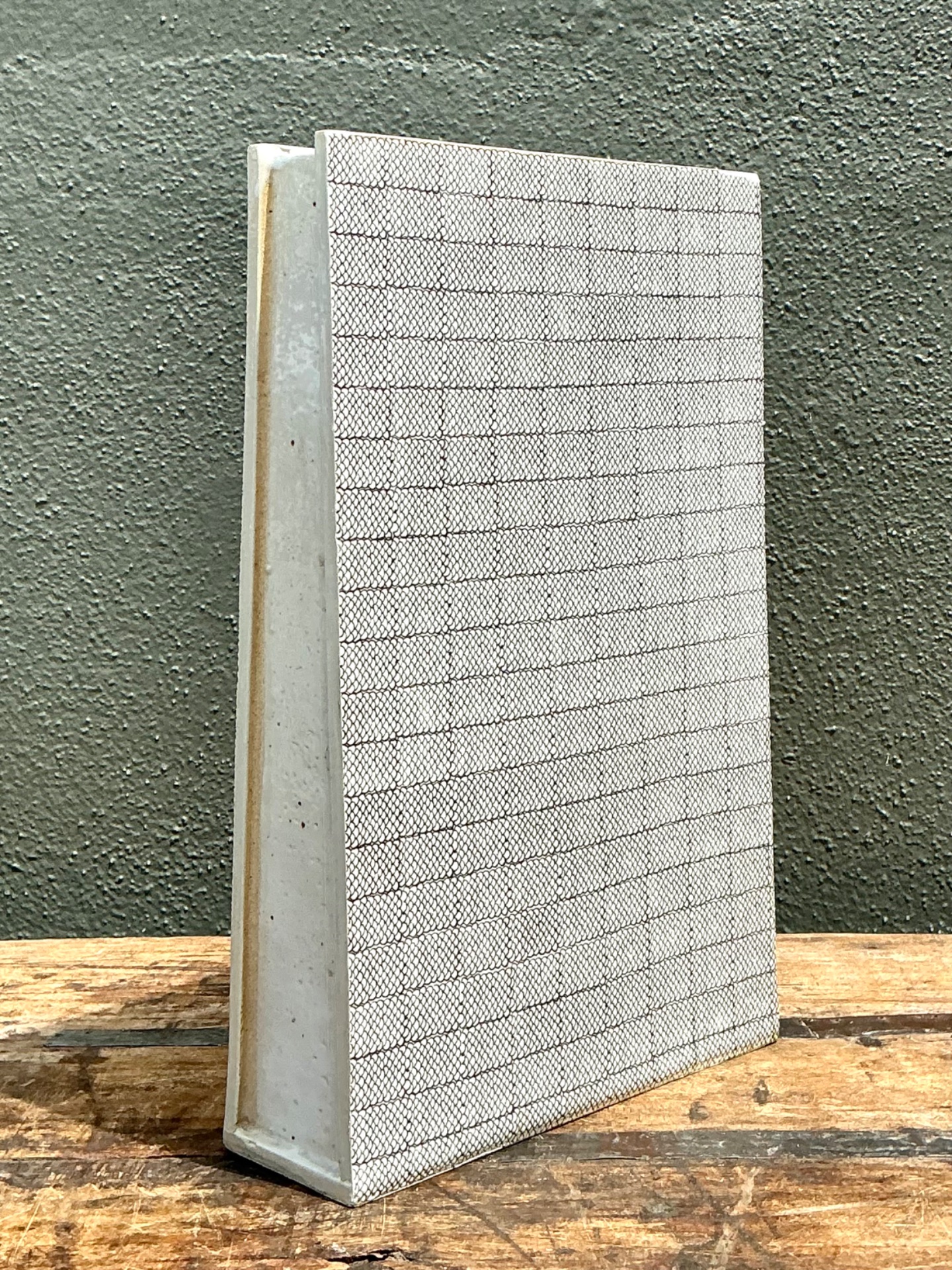 Vintage Grid Pattern Ceramic Vase - Side view