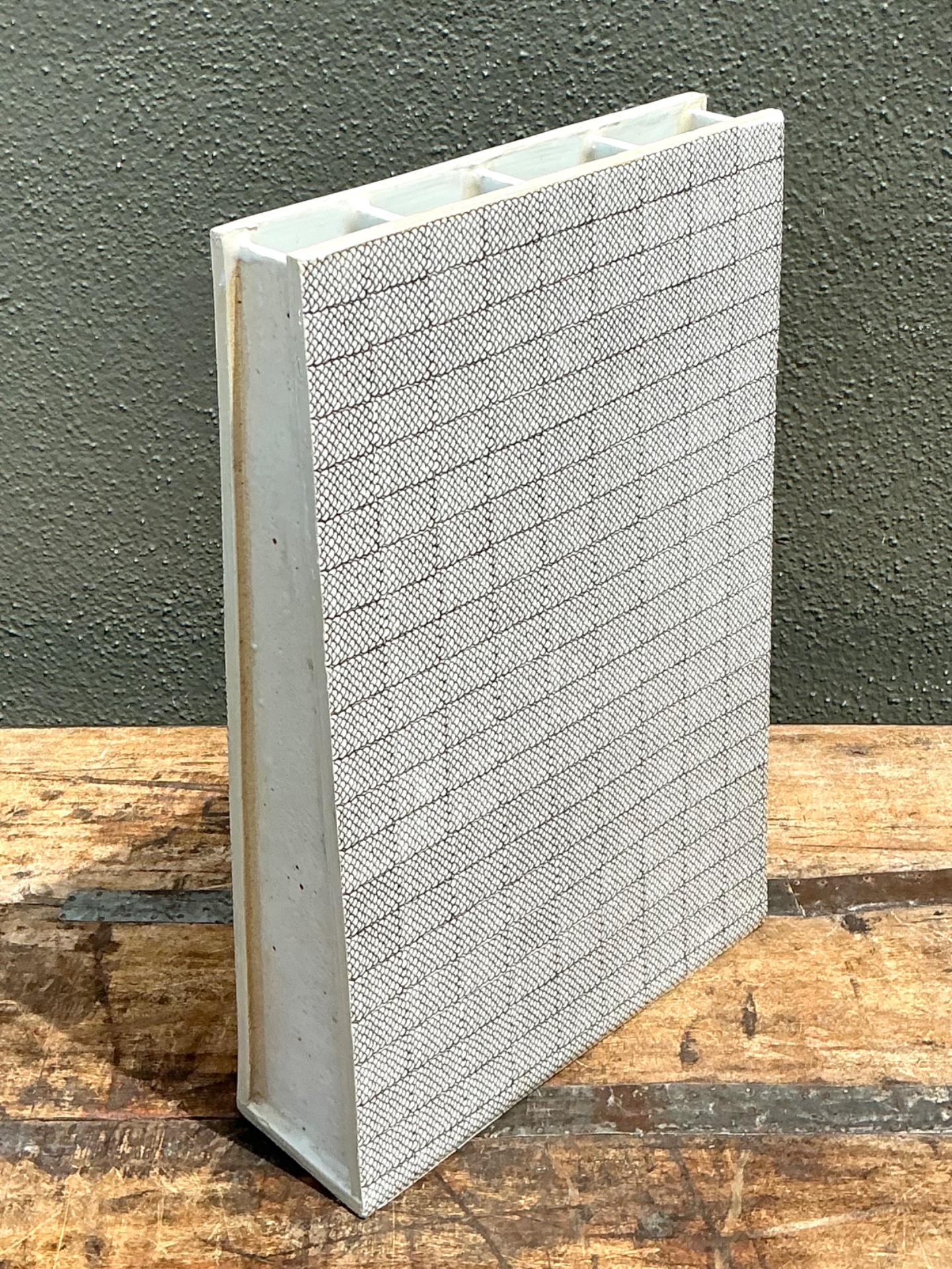 Vintage Grid Pattern Ceramic Vase - Top view