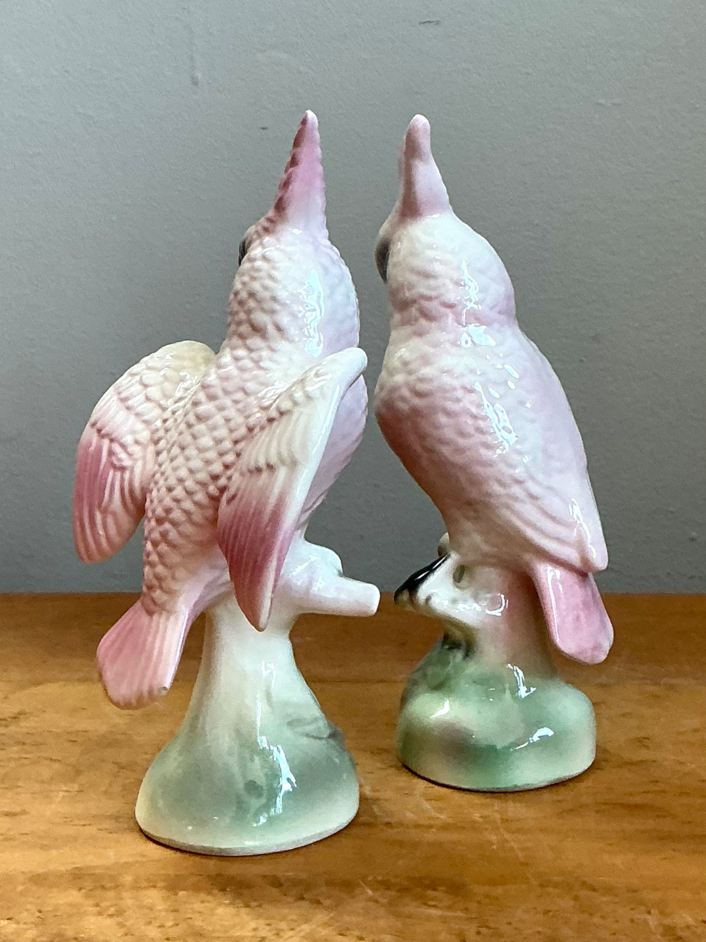 Vintage Ceramic Cockatoo Figurines - Pair - Side view