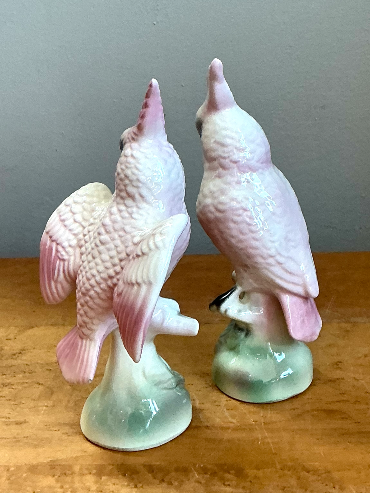 Vintage Ceramic Cockatoo Figurines - Pair - Back view