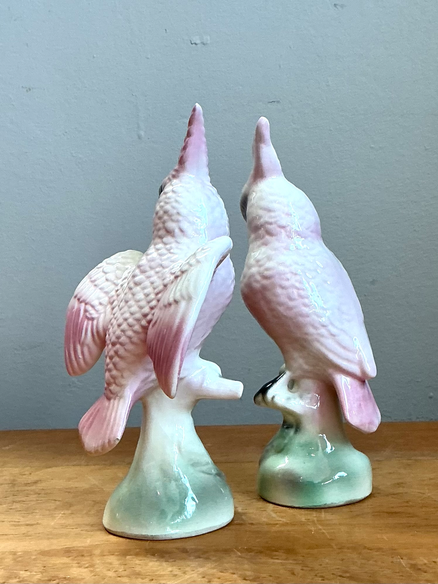 Vintage Ceramic Cockatoo Figurines - Pair - Detail view