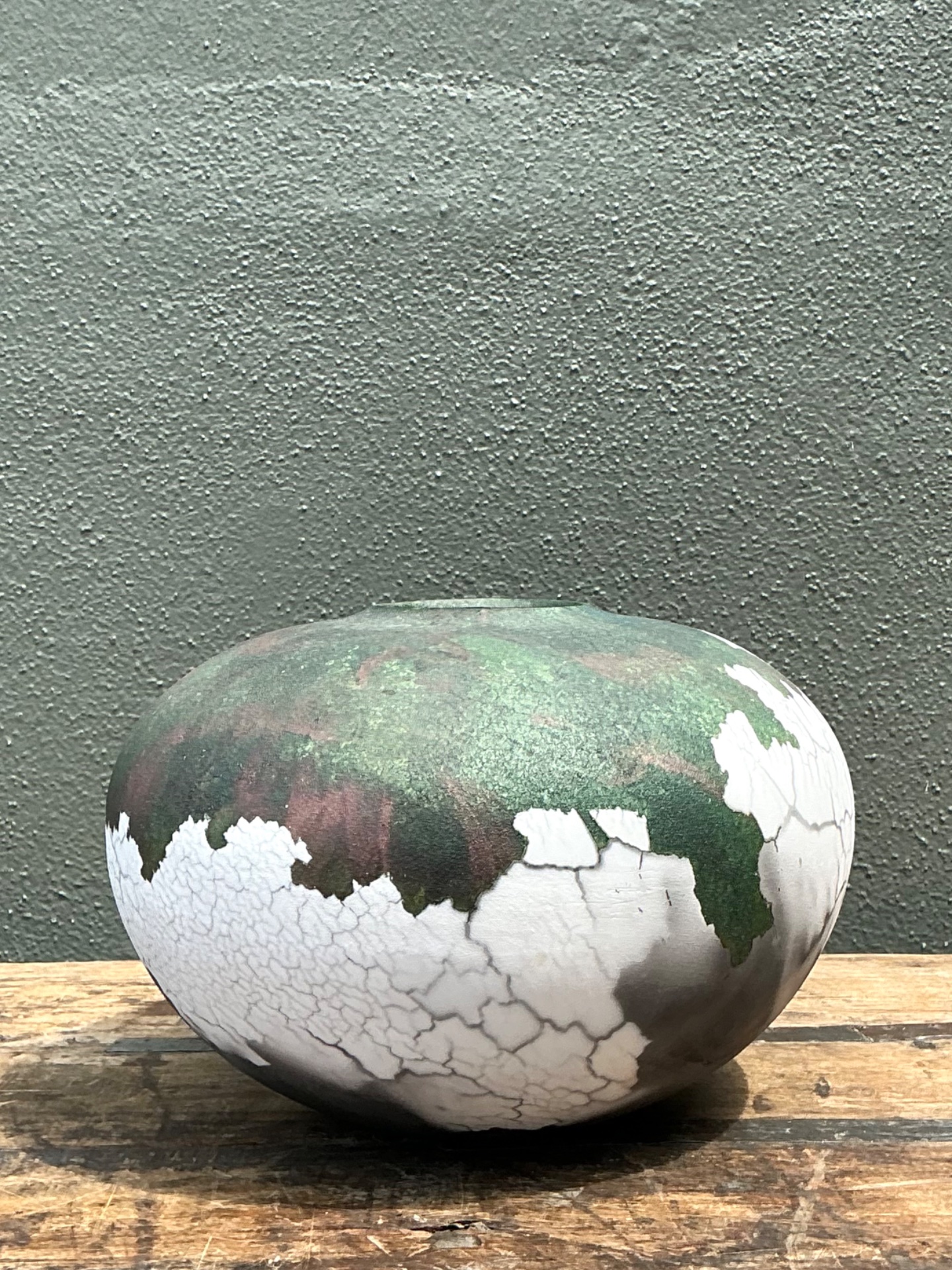 Vintage Tony Evans Crackle Glaze Ceramic Vase - Back view