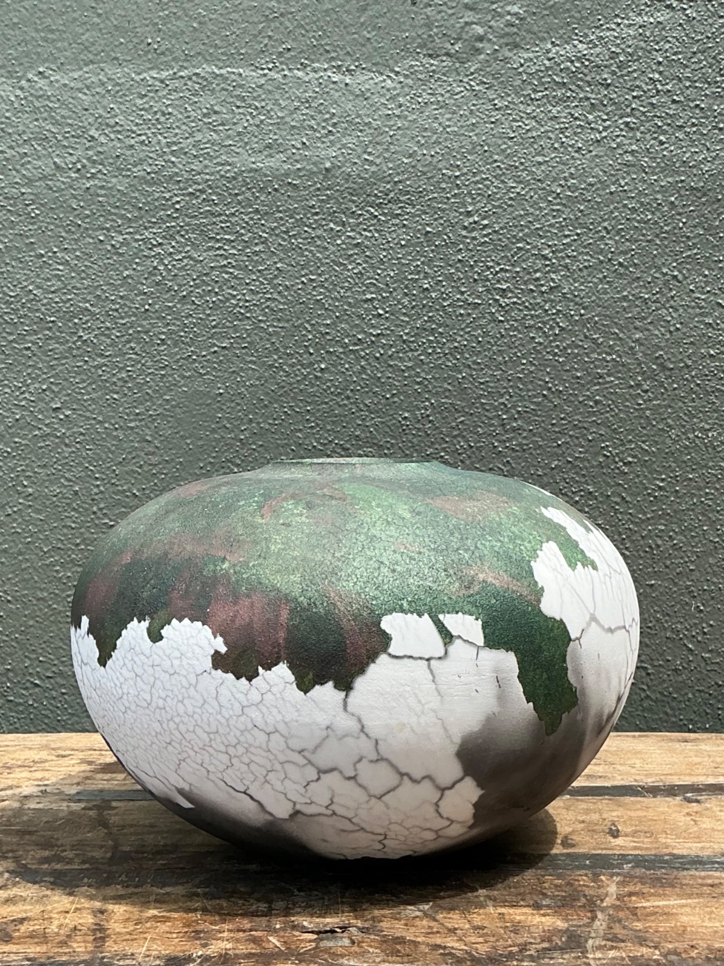 Vintage Tony Evans Crackle Glaze Ceramic Vase - Detail view