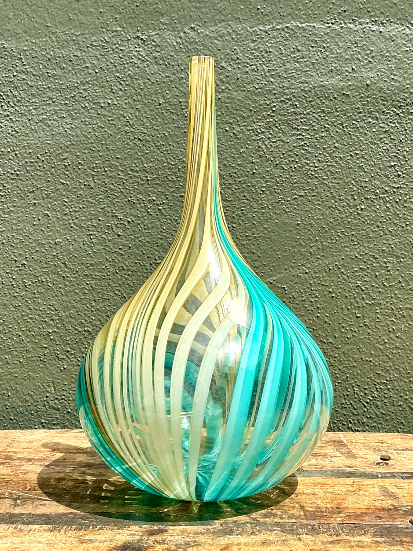 Vintage Glass Swirl Vase After Murano - Top view