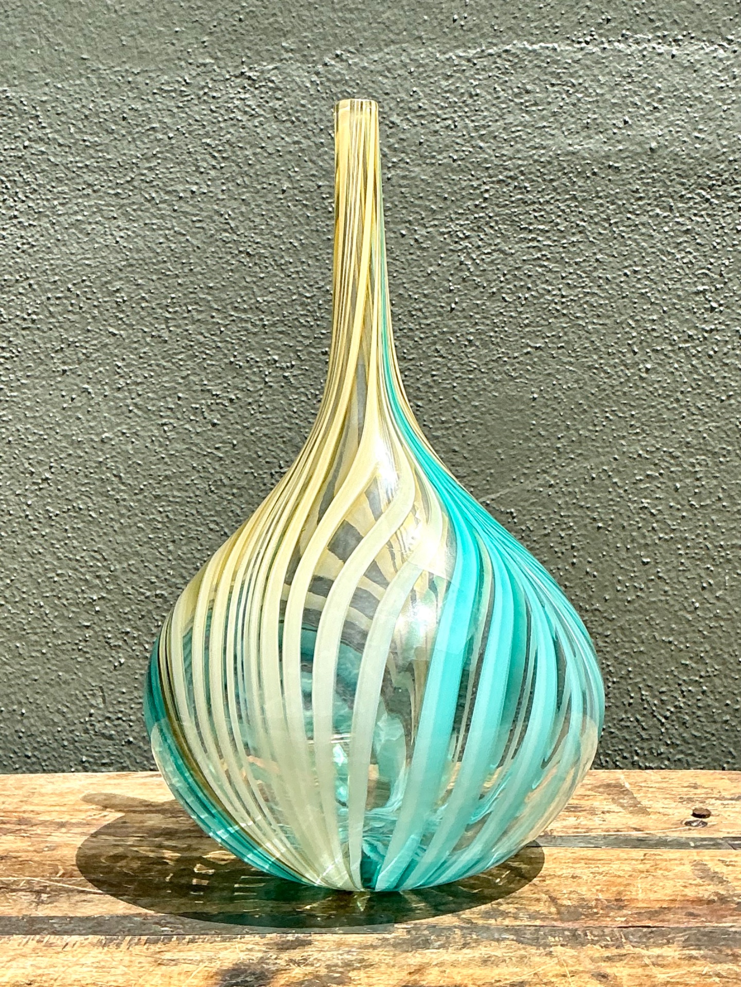 Vintage Glass Swirl Vase After Murano - Top view