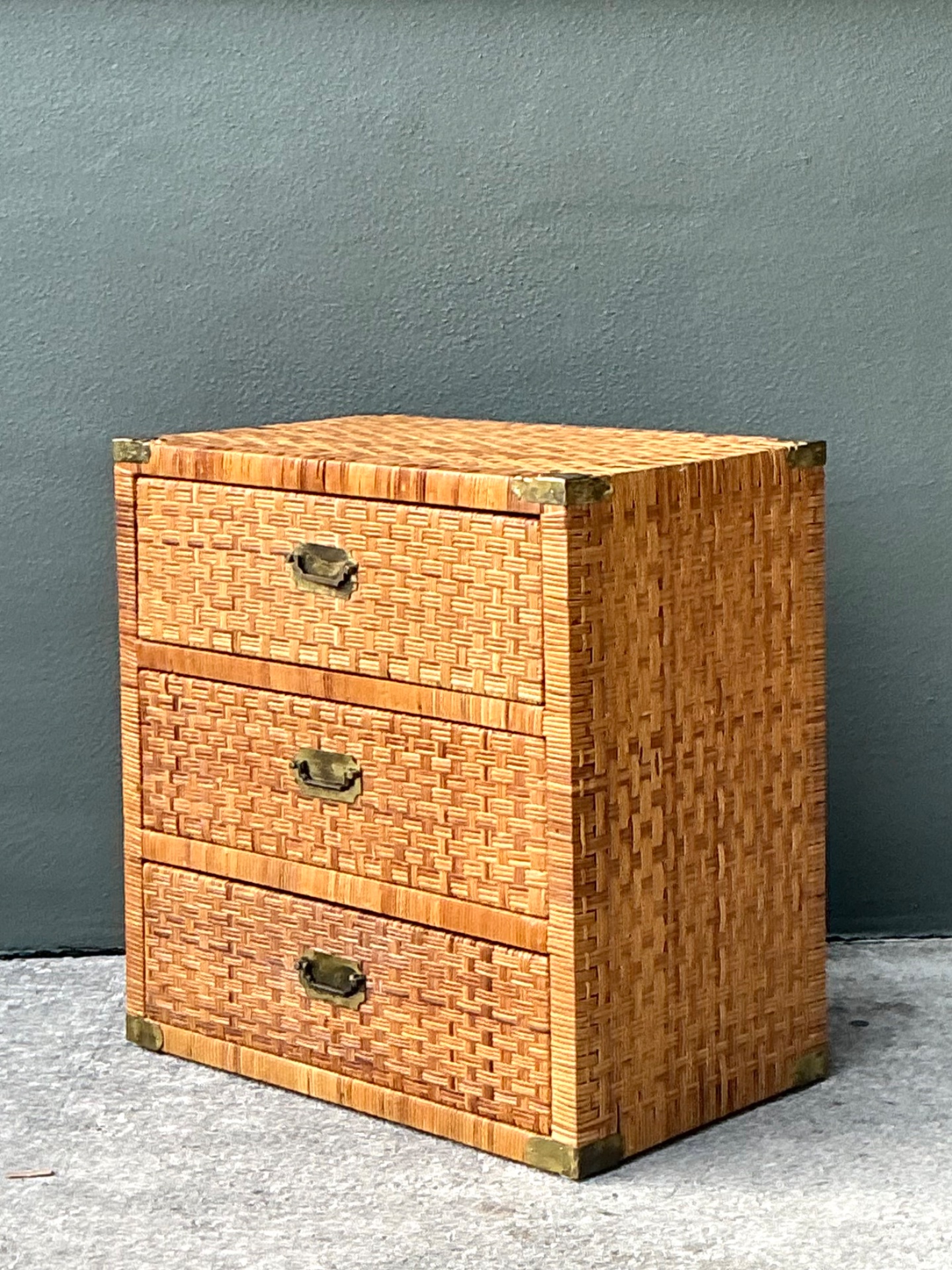 Vintage Woven Rattan Chest of Drawers - Rattan, 30W x 30.25H - Top view