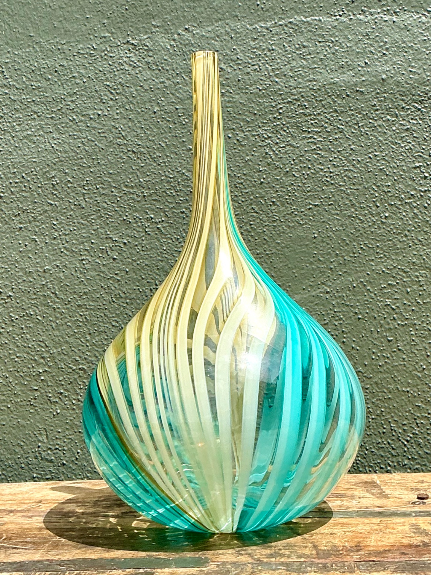Vintage Glass Swirl Vase After Murano - Back view