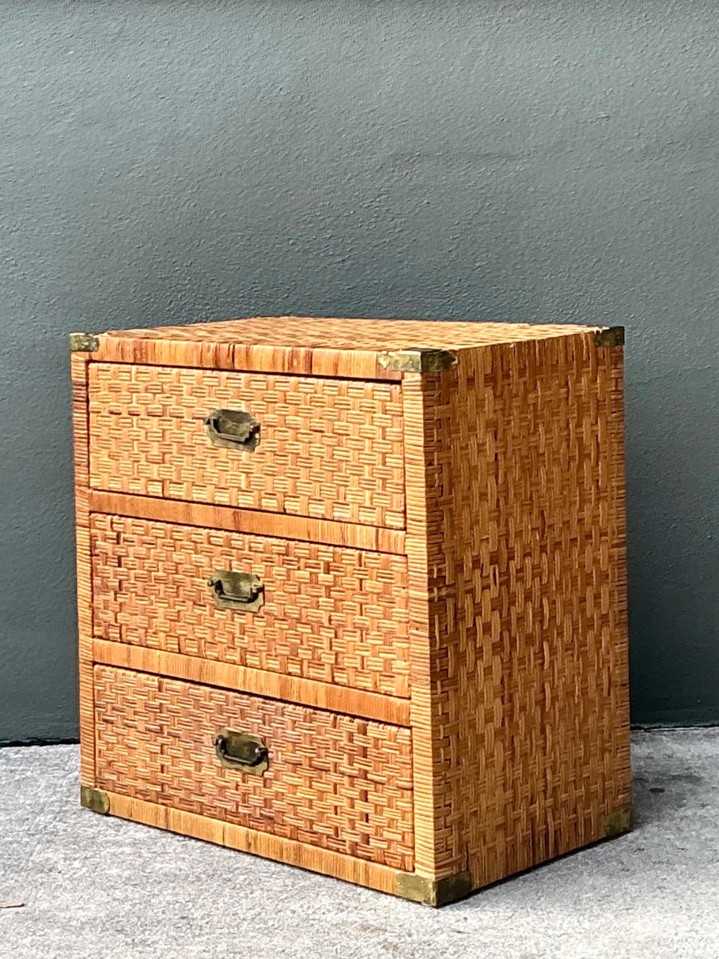 Vintage Woven Rattan Chest of Drawers - Rattan, 30W x 30.25H - Back view