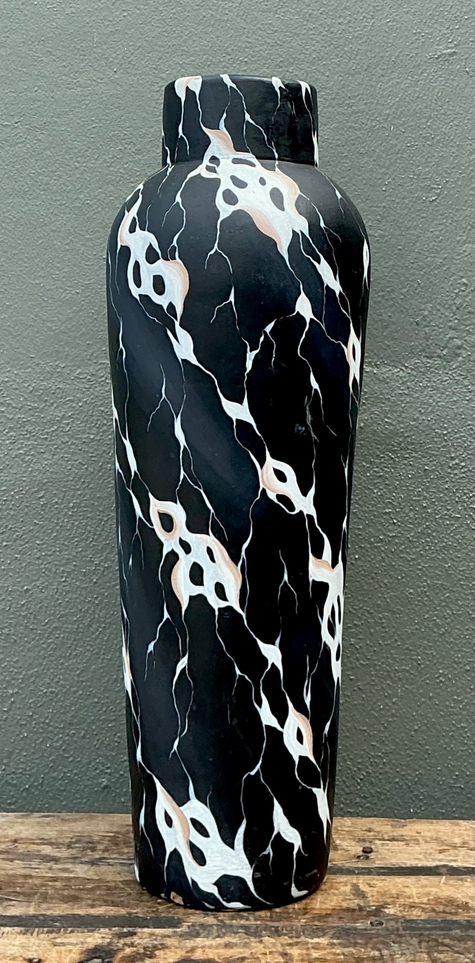 Vintage Marble Effect Ceramic Vase - Side view