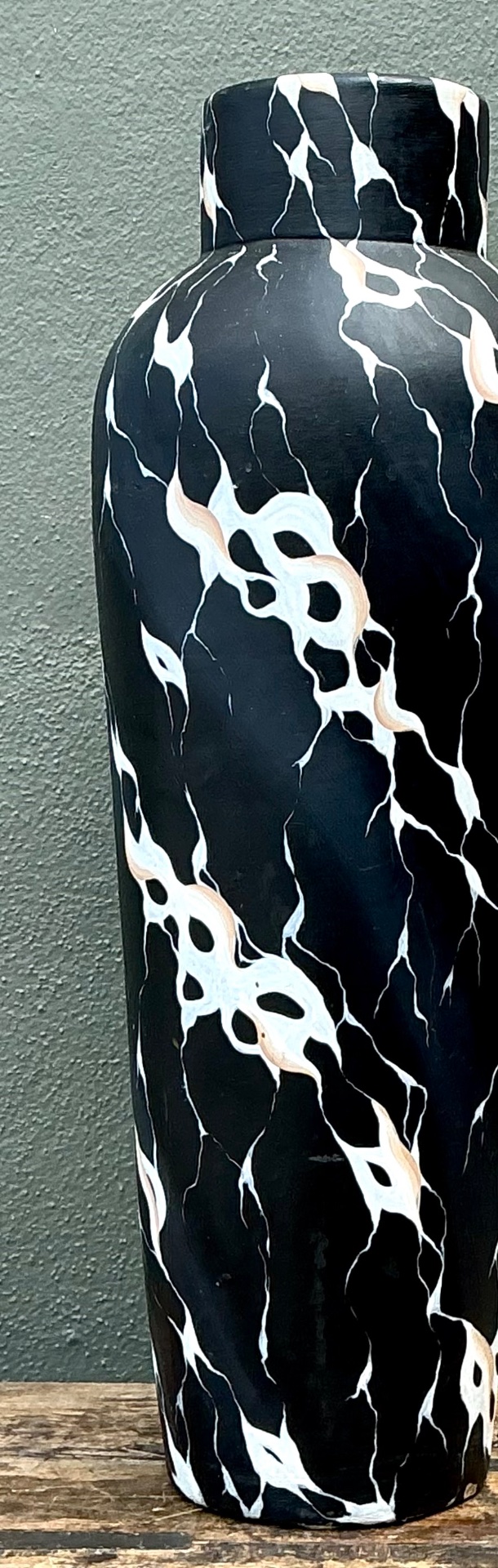 Vintage Marble Effect Ceramic Vase - Back view