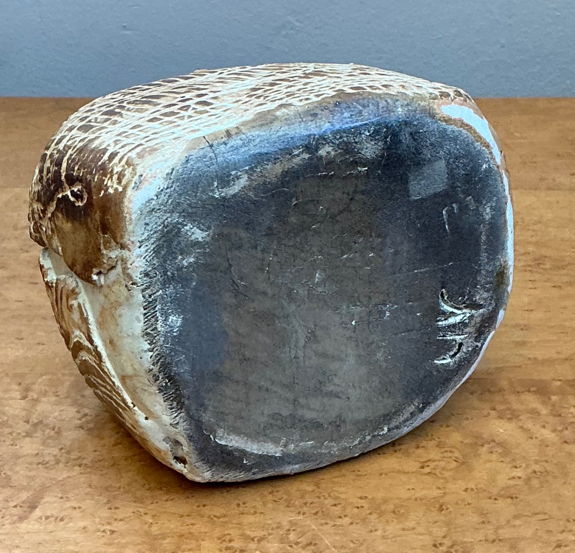 Vintage Textured Studio Pottery Vase - Ceramic, 5W x 4.5H - Top view