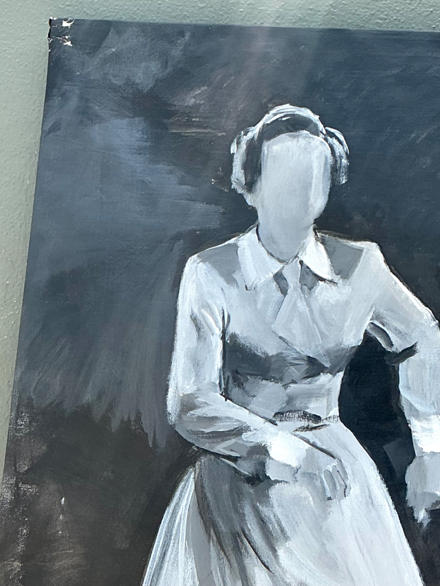 Vintage Black and White Dance Portrait on Canvas - Back view