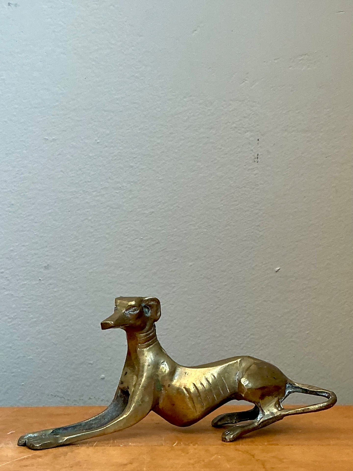 Vintage Brass Greyhound Sculpture - Detail view